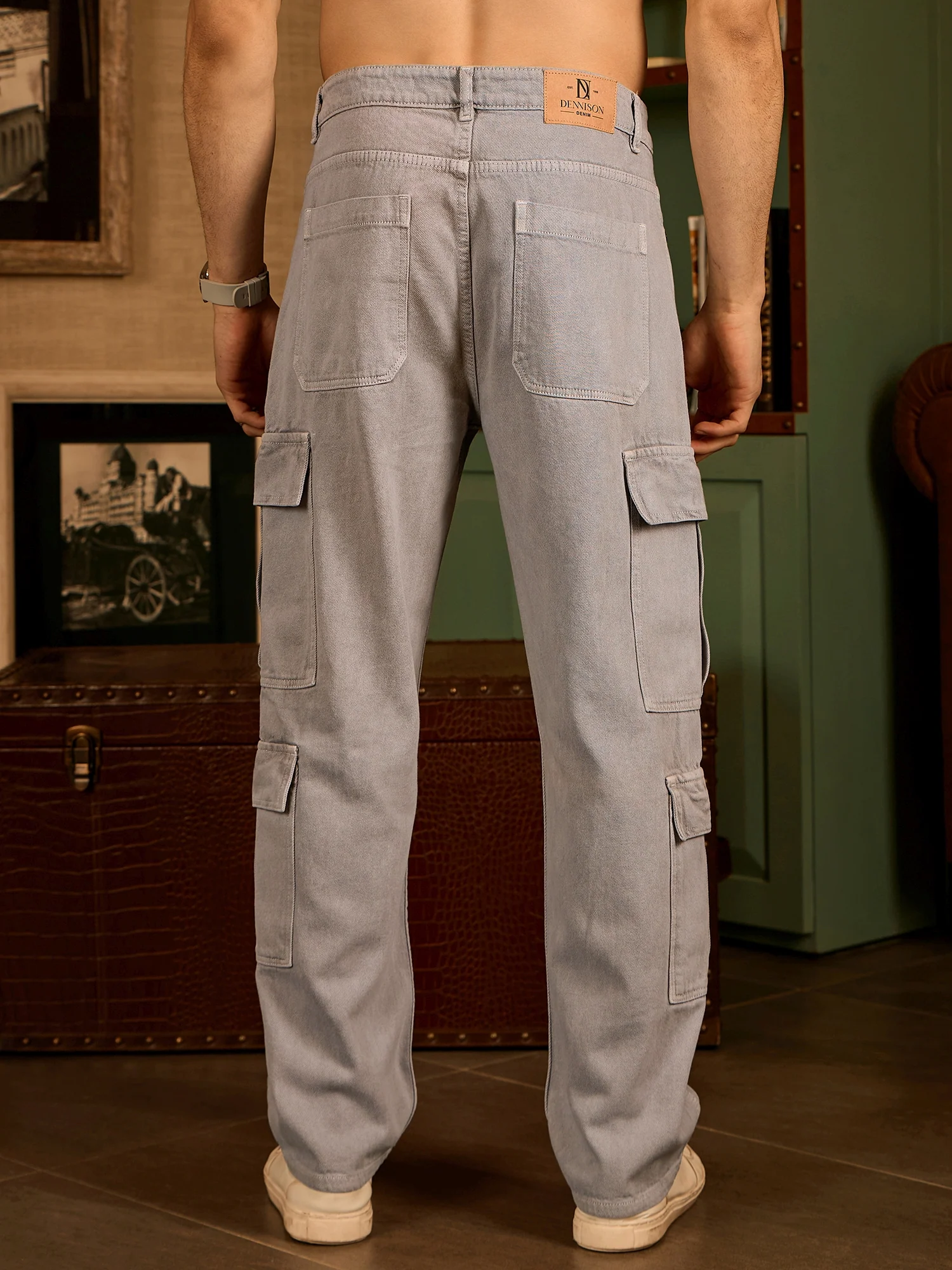 Light Grey: Korean Baggy Cargo Jeans