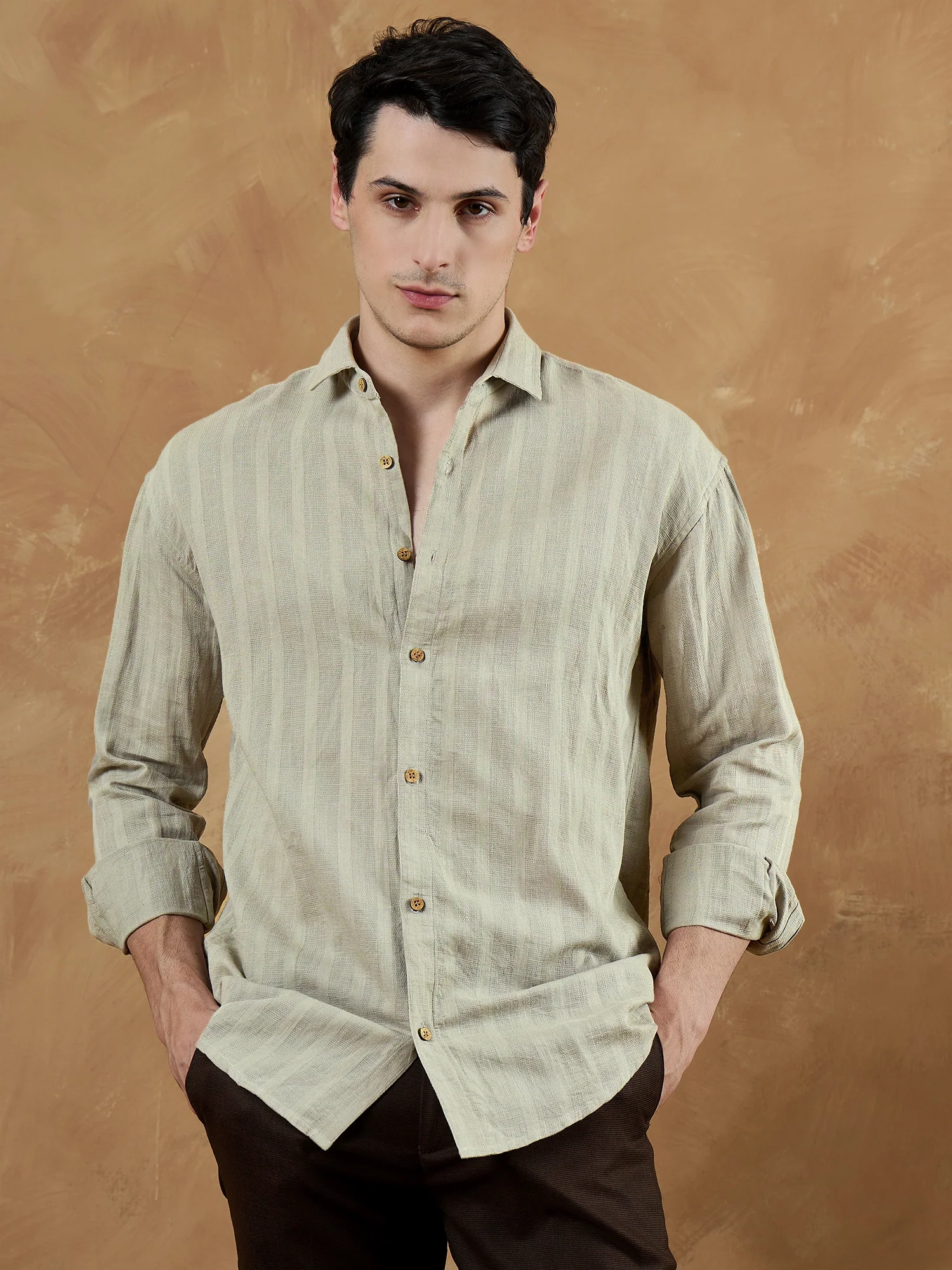 Grey: Self Design Shirt