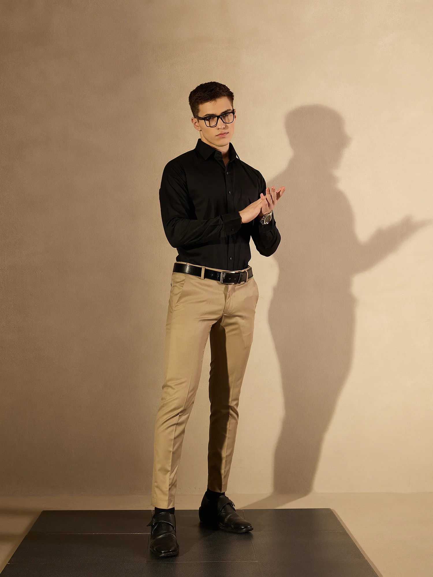 Black: Pure Cotton Formal Shirt
