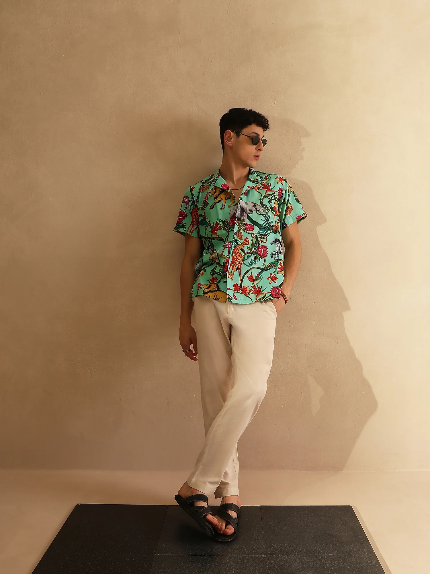 Light Green: Half Sleeves Block Printed Shirt
