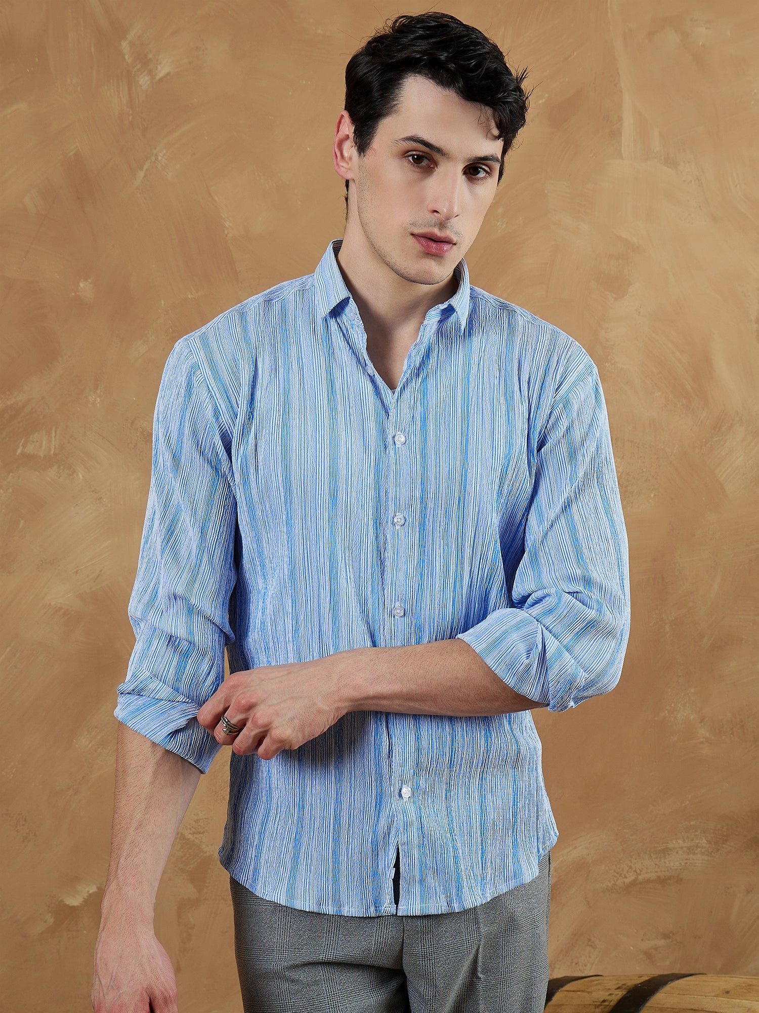 Blue & White: Striped Oversized Casual Shirt