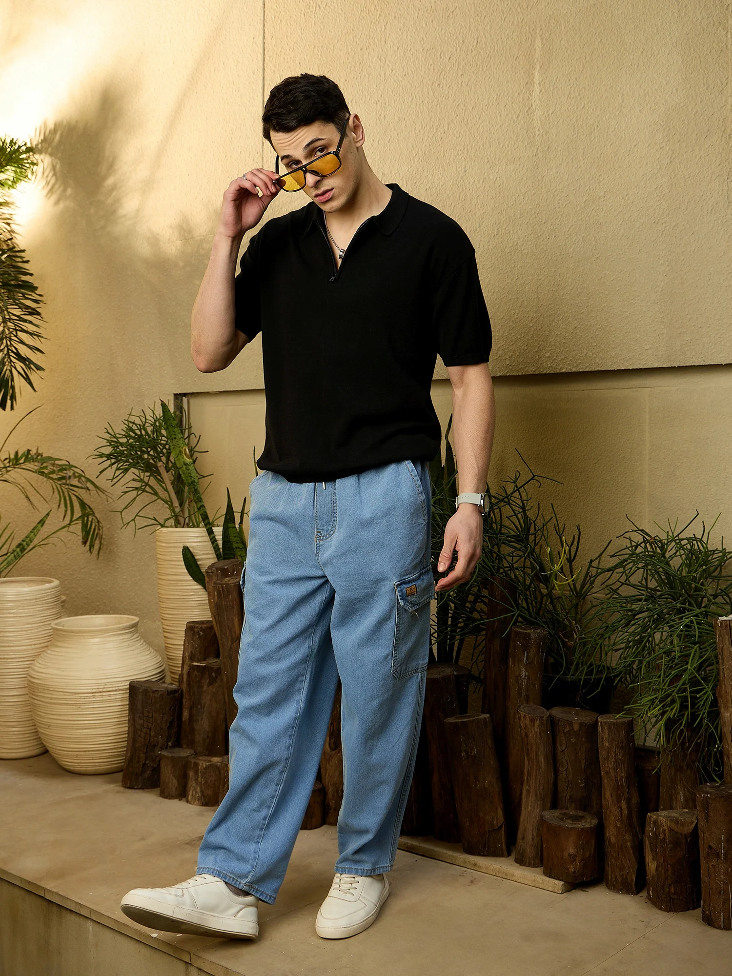 Light Blue: Korean Baggy Cargo Jeans
