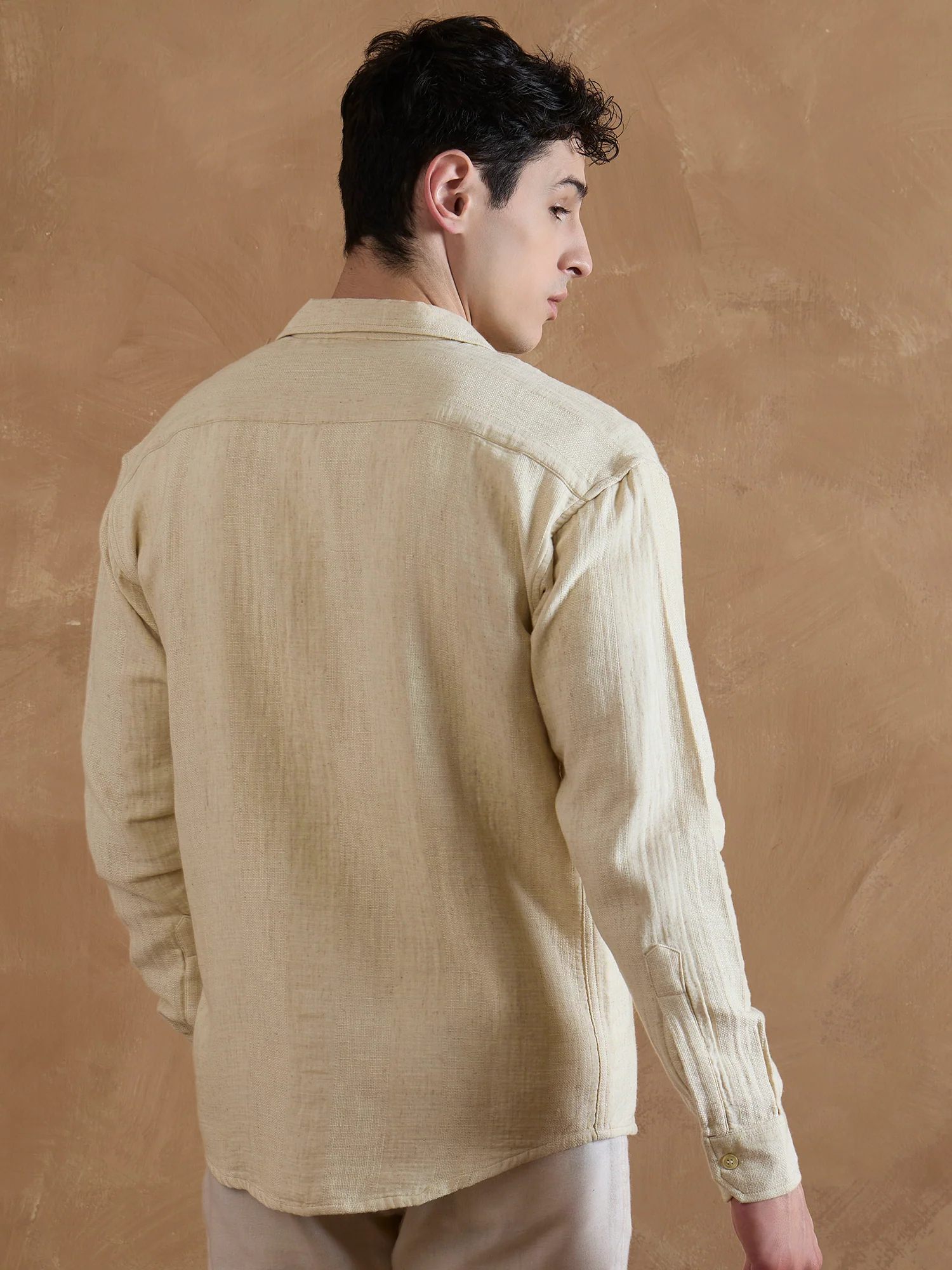 Beige: Full Sleeves Muslin Shirt