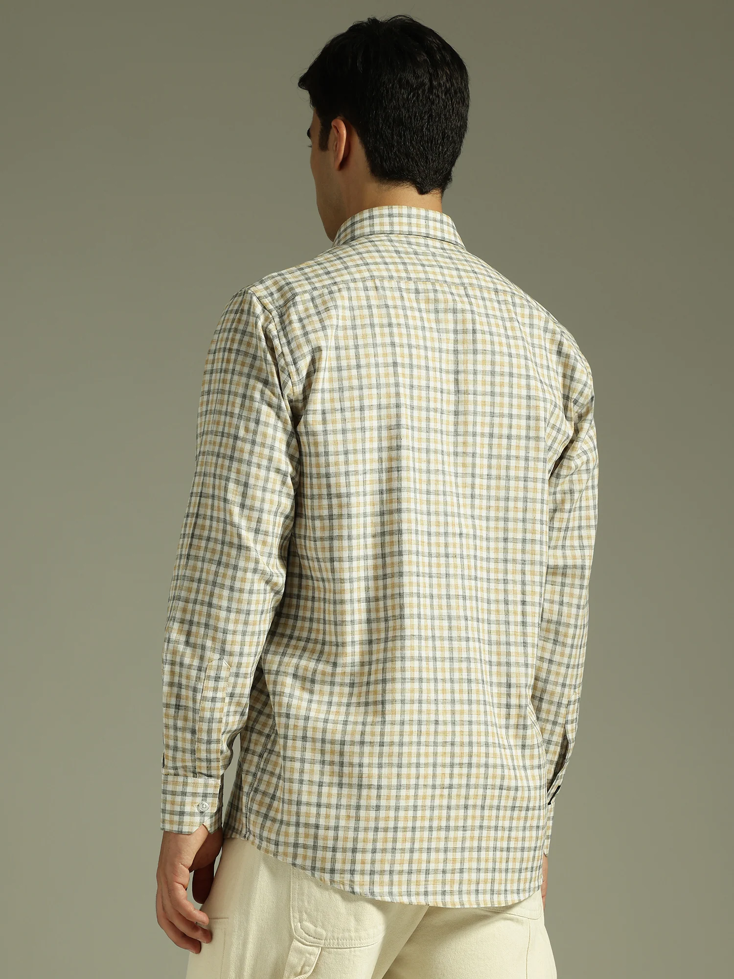 Yellow & White: Full Sleeves Checkered Shirt
