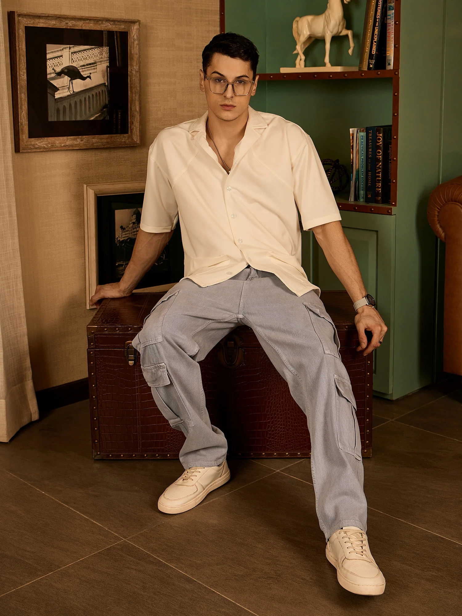 Light Grey: Korean Baggy Cargo Jeans