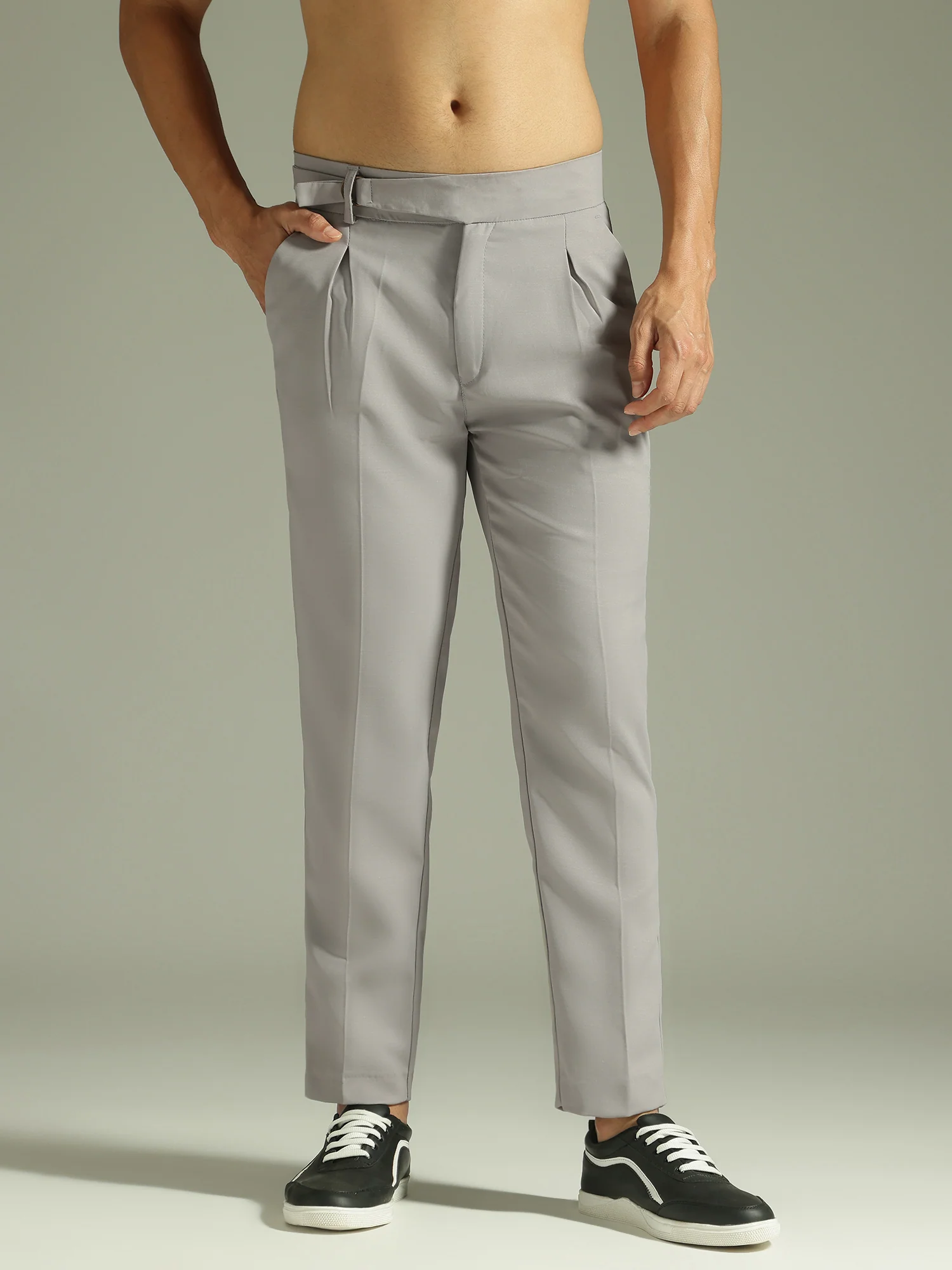 Light Grey: Adjustable Fastening Neopolitan Trouser