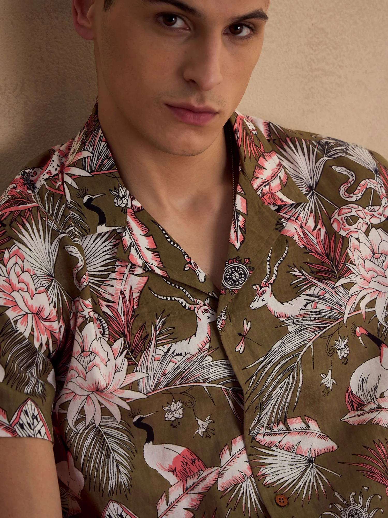 Green: Half Sleeves Oversized Printed Shirt
