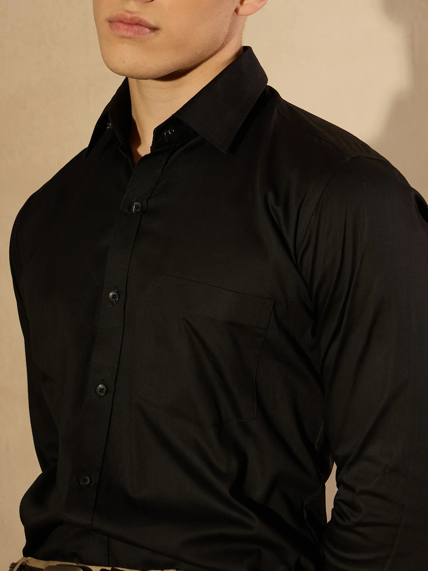 Black: Pure Cotton Formal Shirt