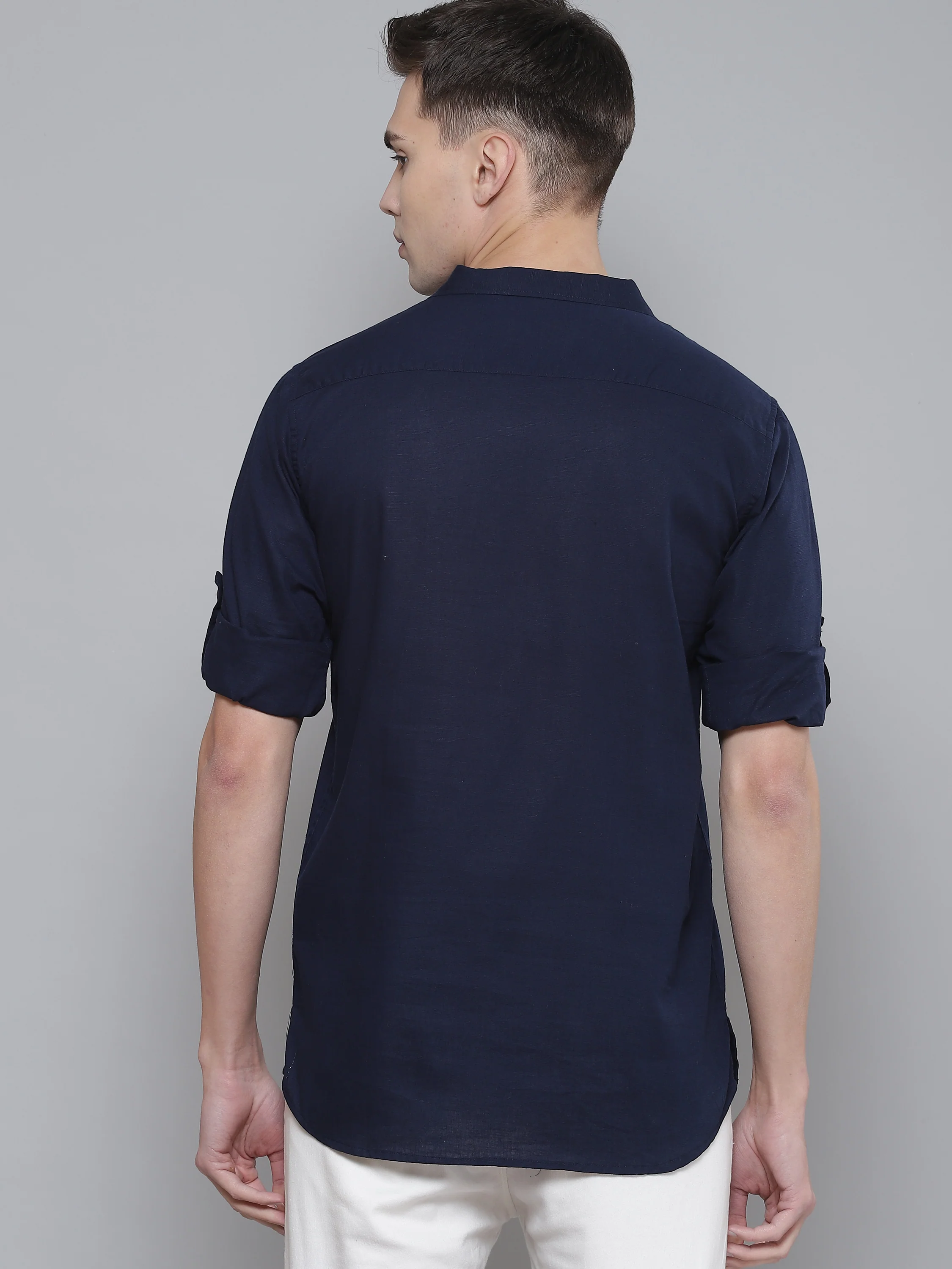 Men Navy Blue Comfort Fit Kurta