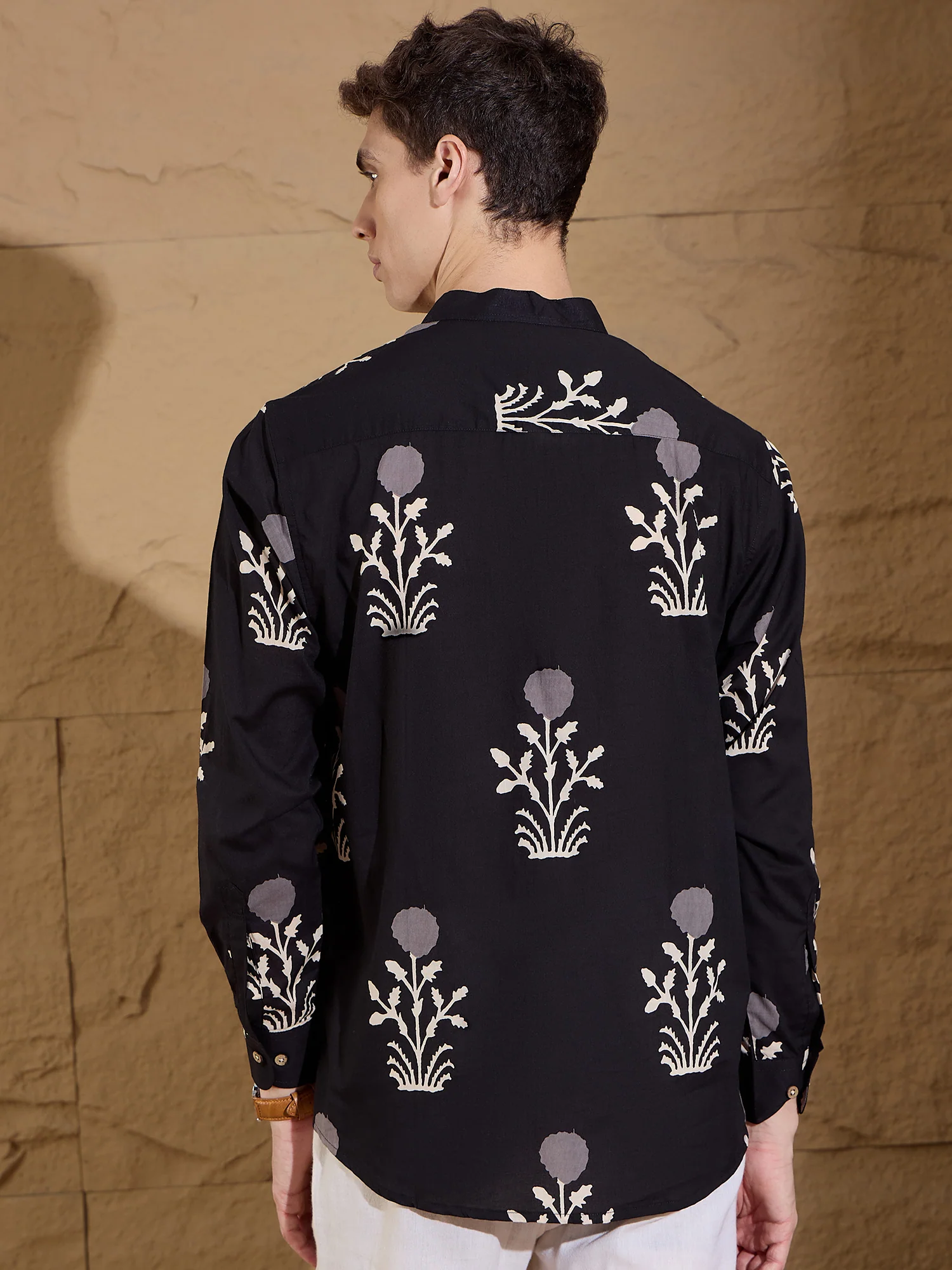 Black and Cream: Ethnic Motifs Print Sustainable Kurta
