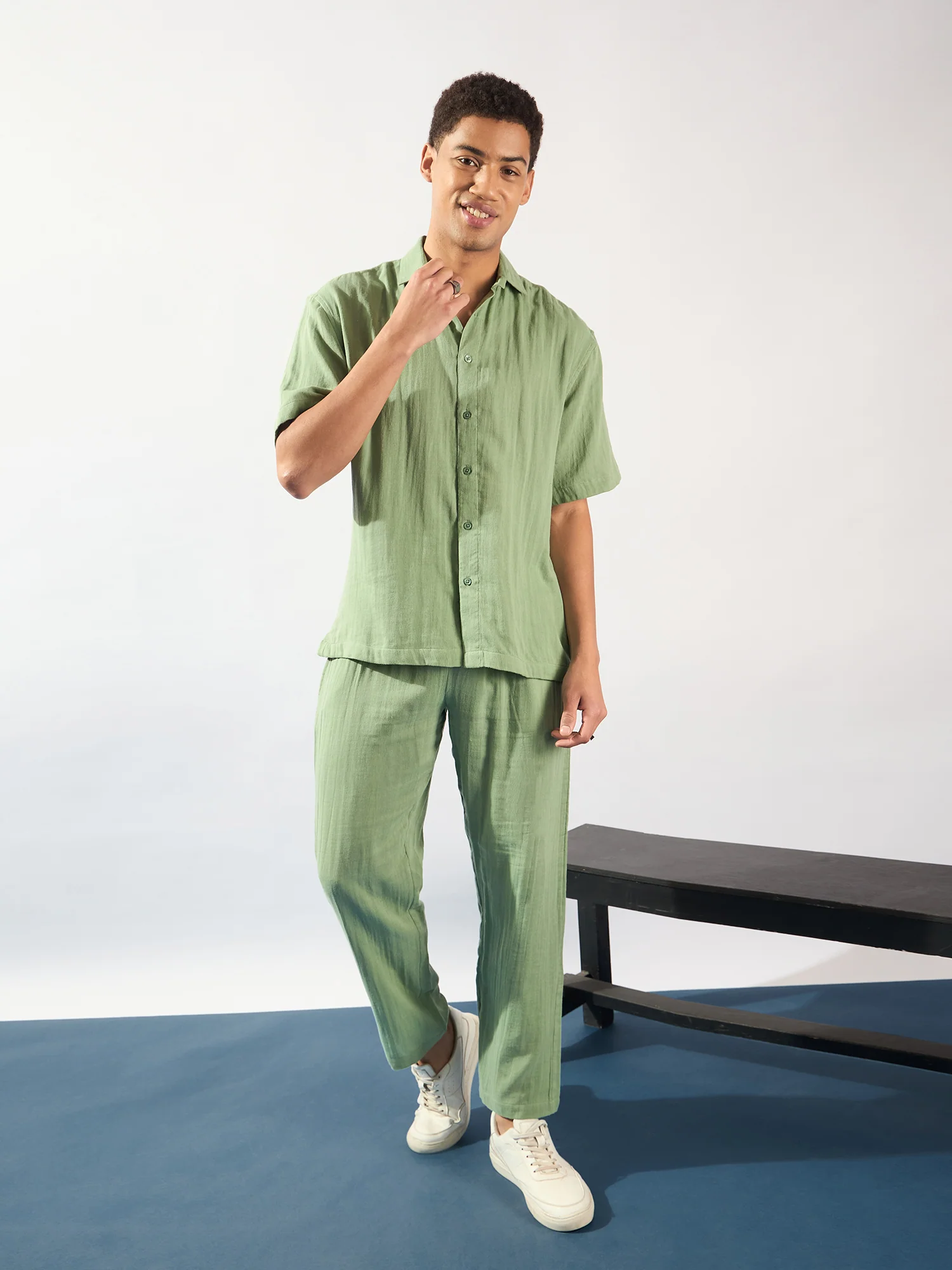 Light Green: Muslin Oversized Coord Set