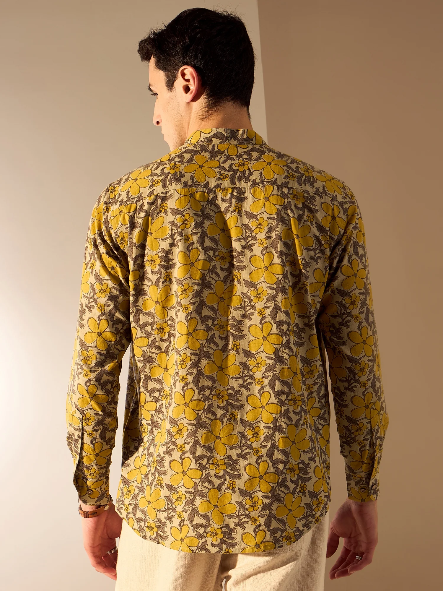 Cream & Yellow: Hand Block Sustainable Short Kurta