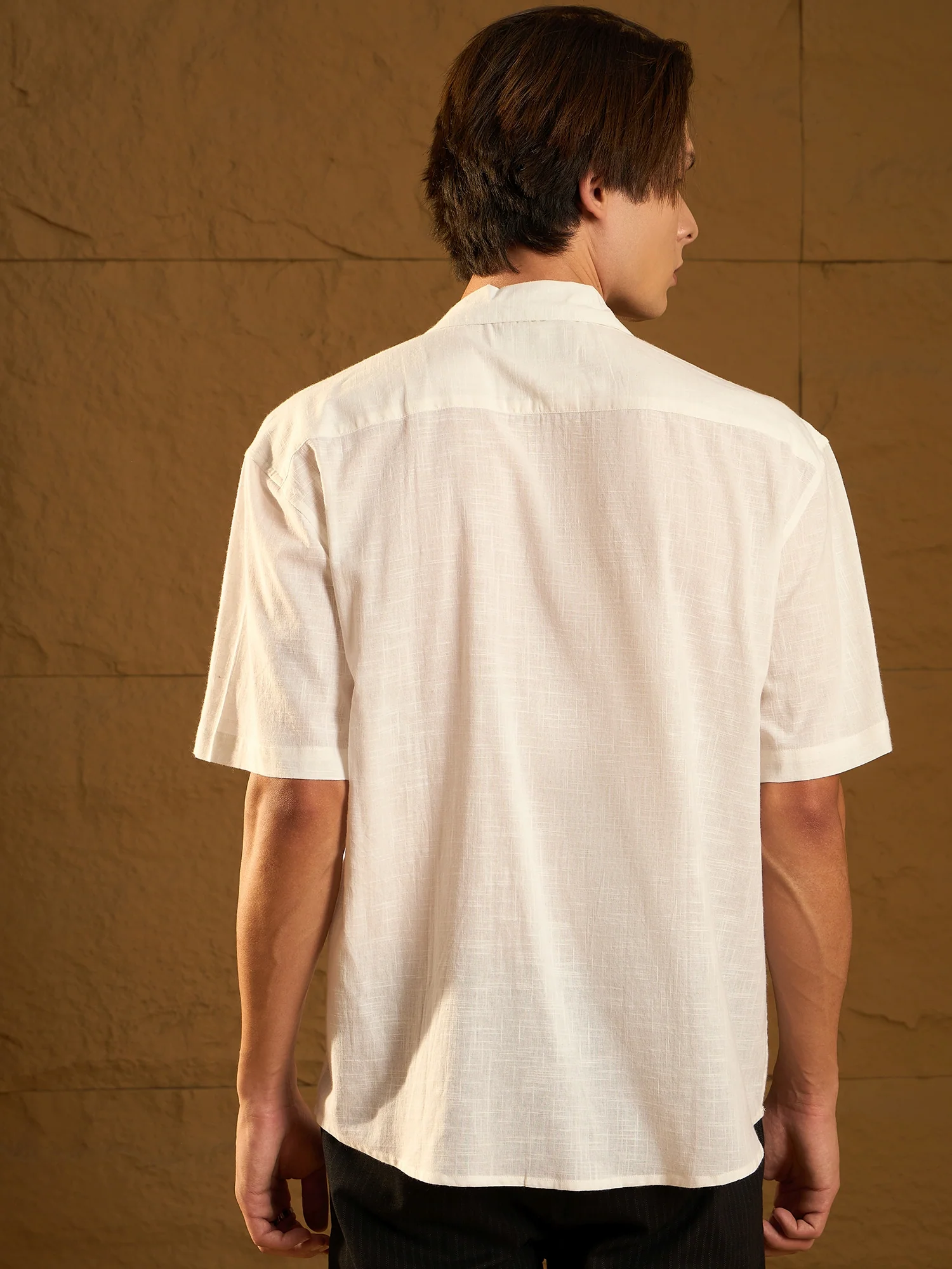 White: Half Sleeves Floral Embroidery Shirt