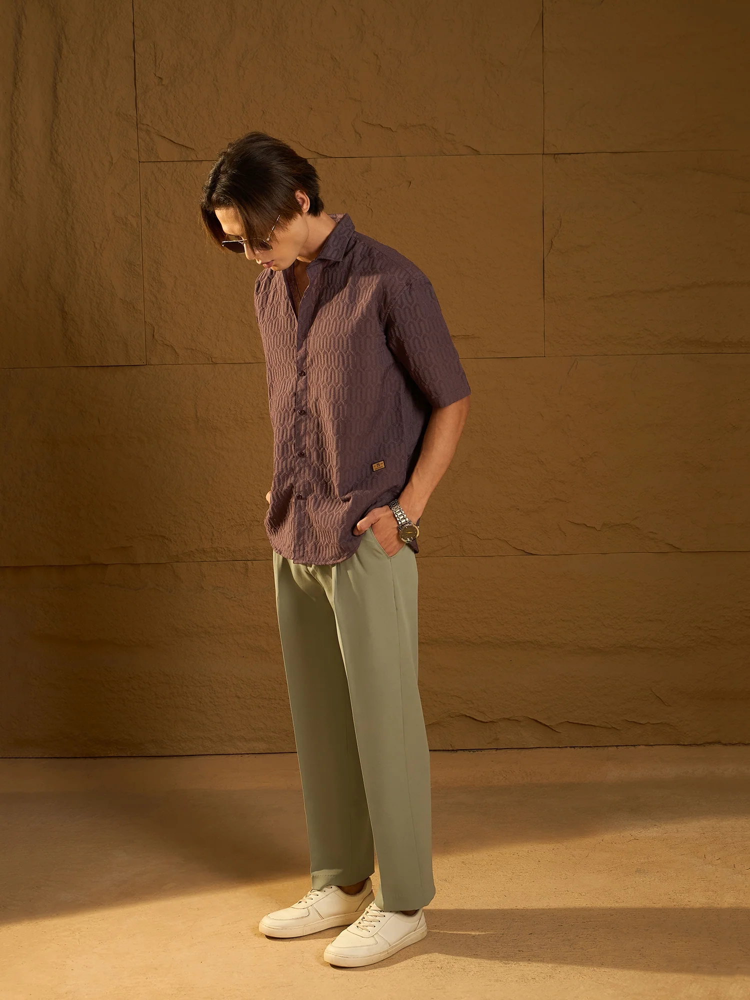 Olive Green : Double Pleated Korean Trouser