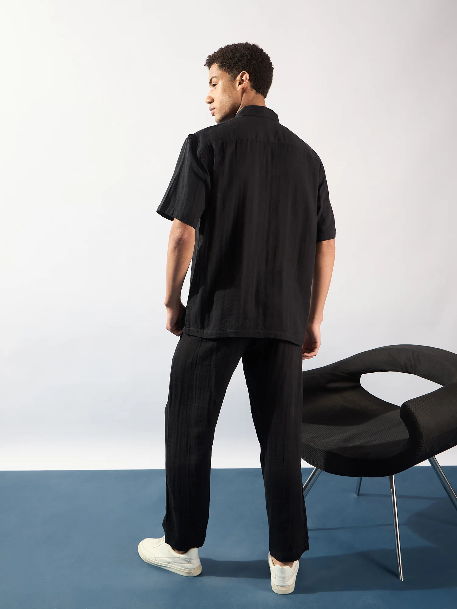 Black: Muslin Double Gauge Cotton Oversized Coord Set