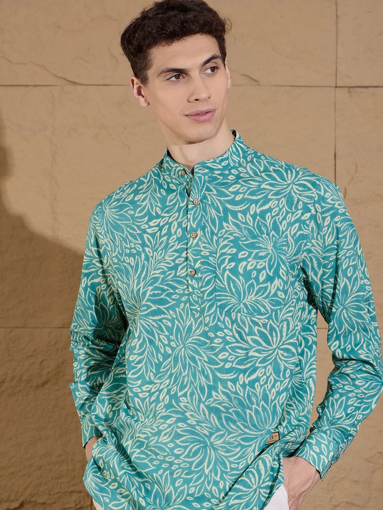 Blue and White:Hand Block Printed Floral Kurta