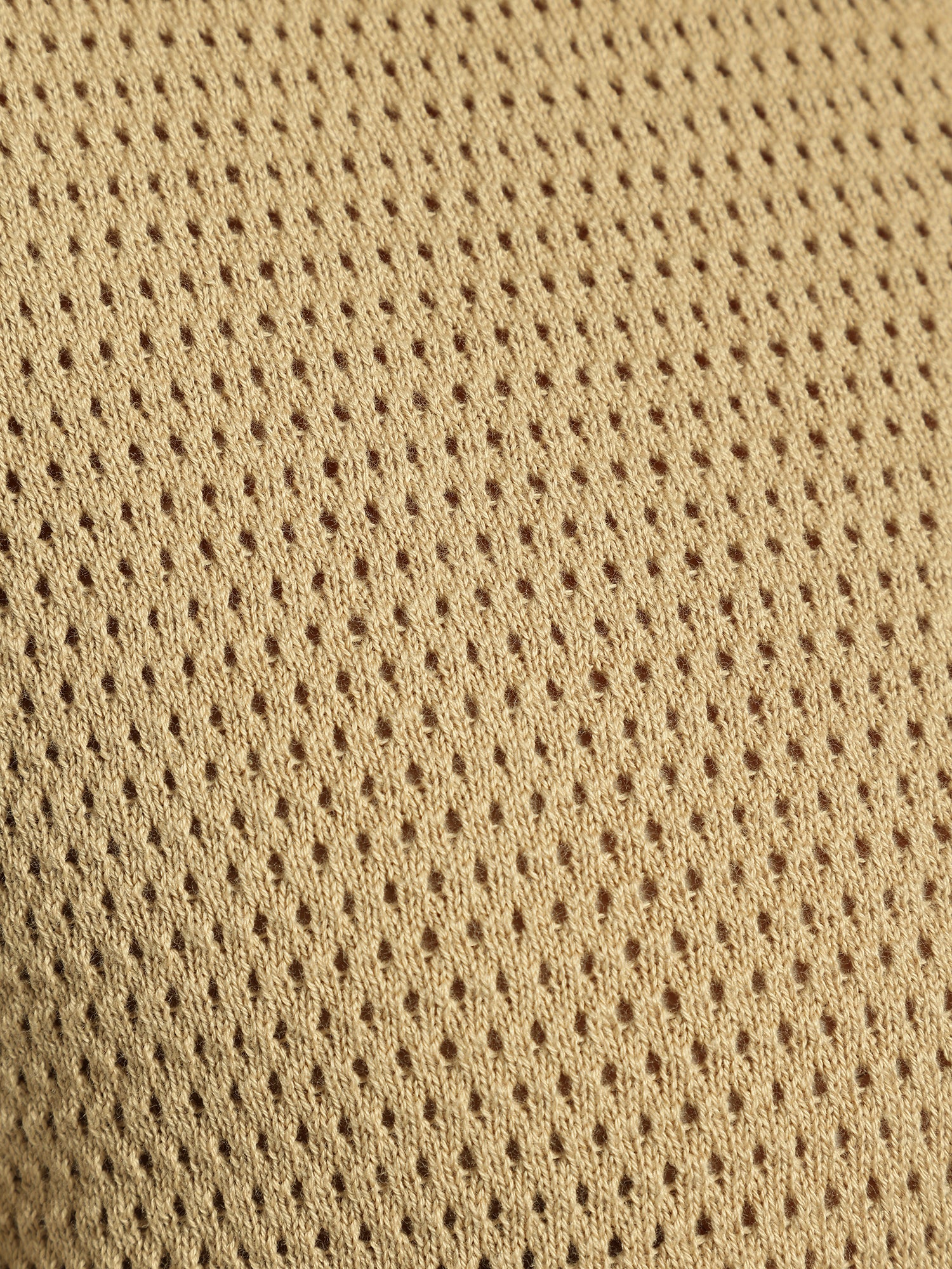 Light Brown: Relaxed Semi Sheer Polo T-Shirt