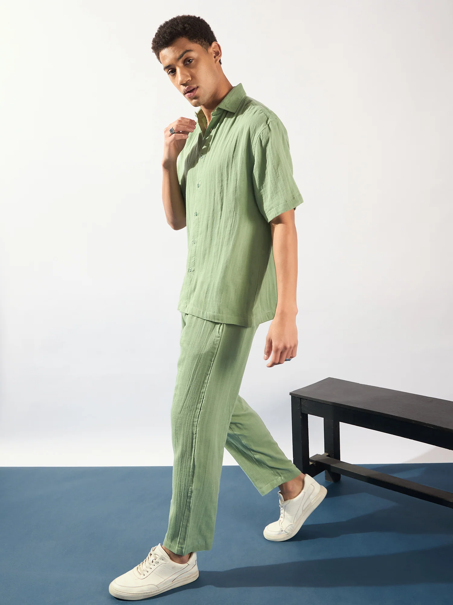 Light Green: Muslin Oversized Coord Set