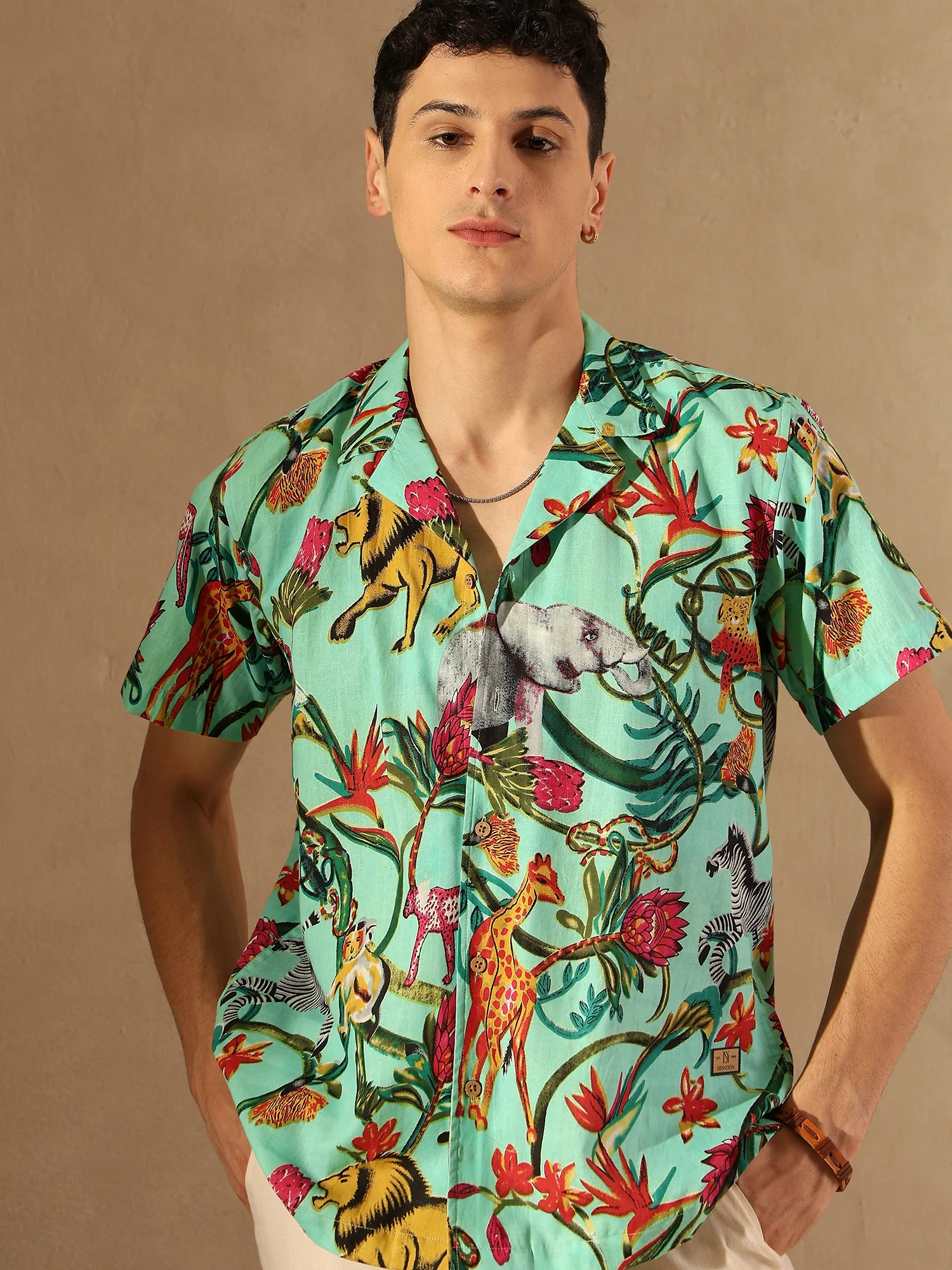 Light Green: Half Sleeves Block Printed Shirt