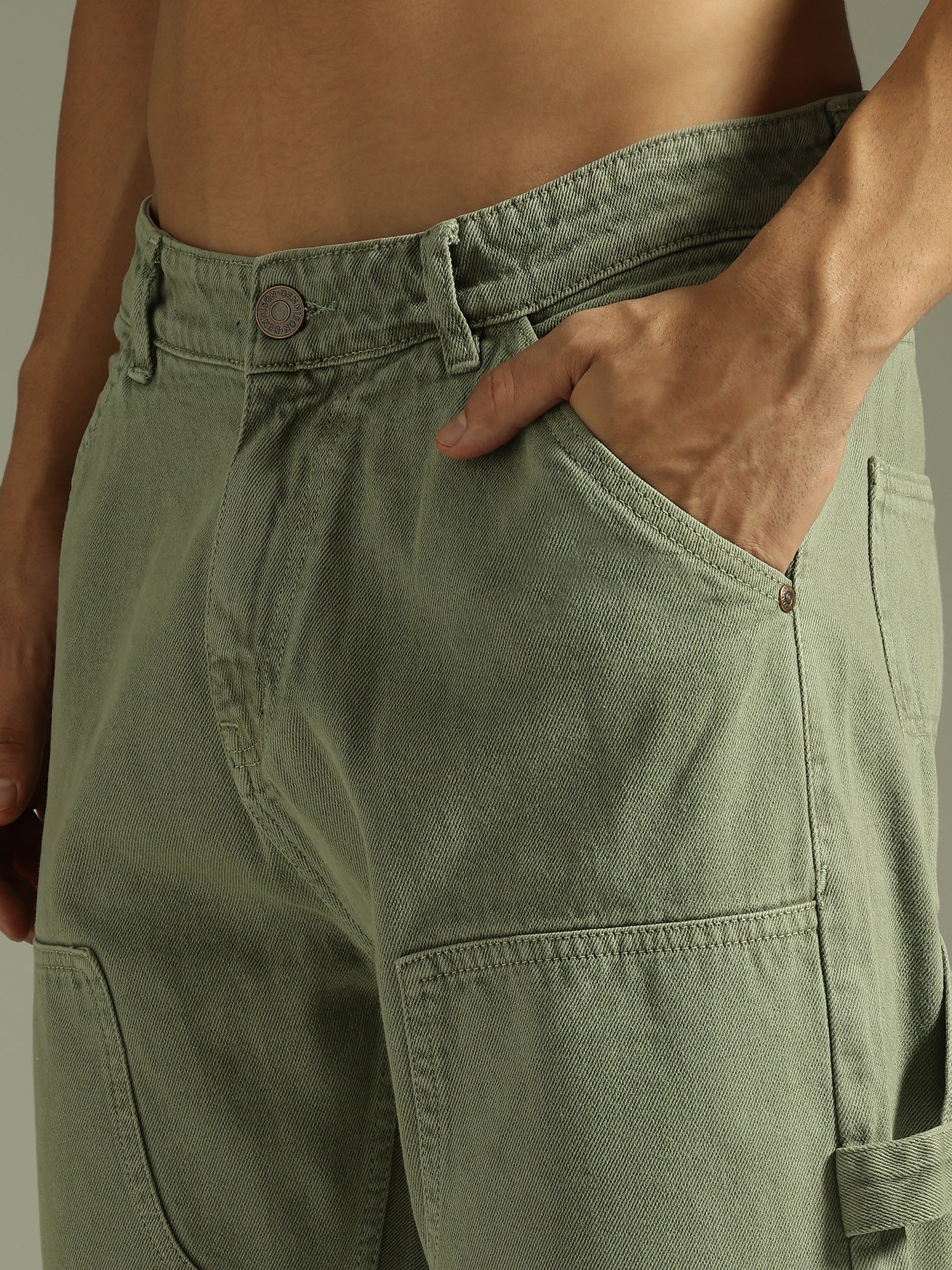 Mint Green: Baggy Fit Carpenter Jeans