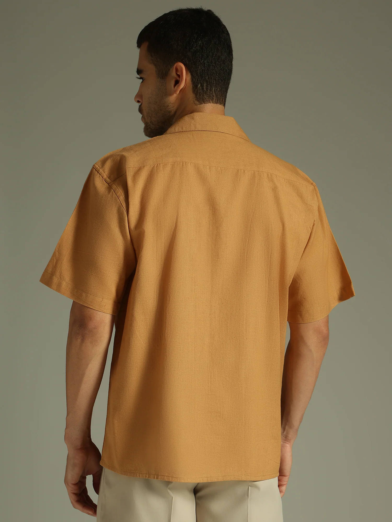 Mustard & White: Embroidered Drop Shoulder Oversized Shirt