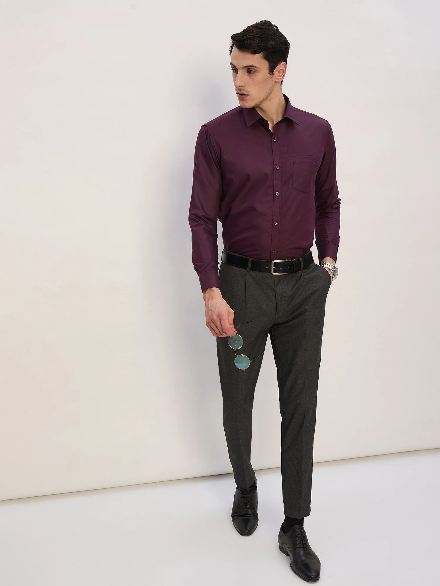 Wine: Party Wear Formal Shirt