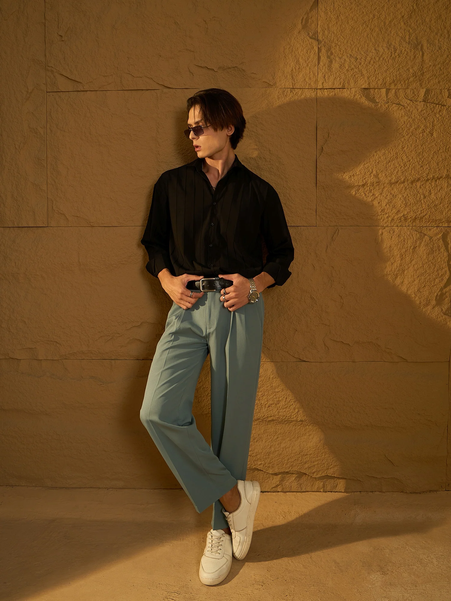 Teal: Baggy Fit Korean Trouser