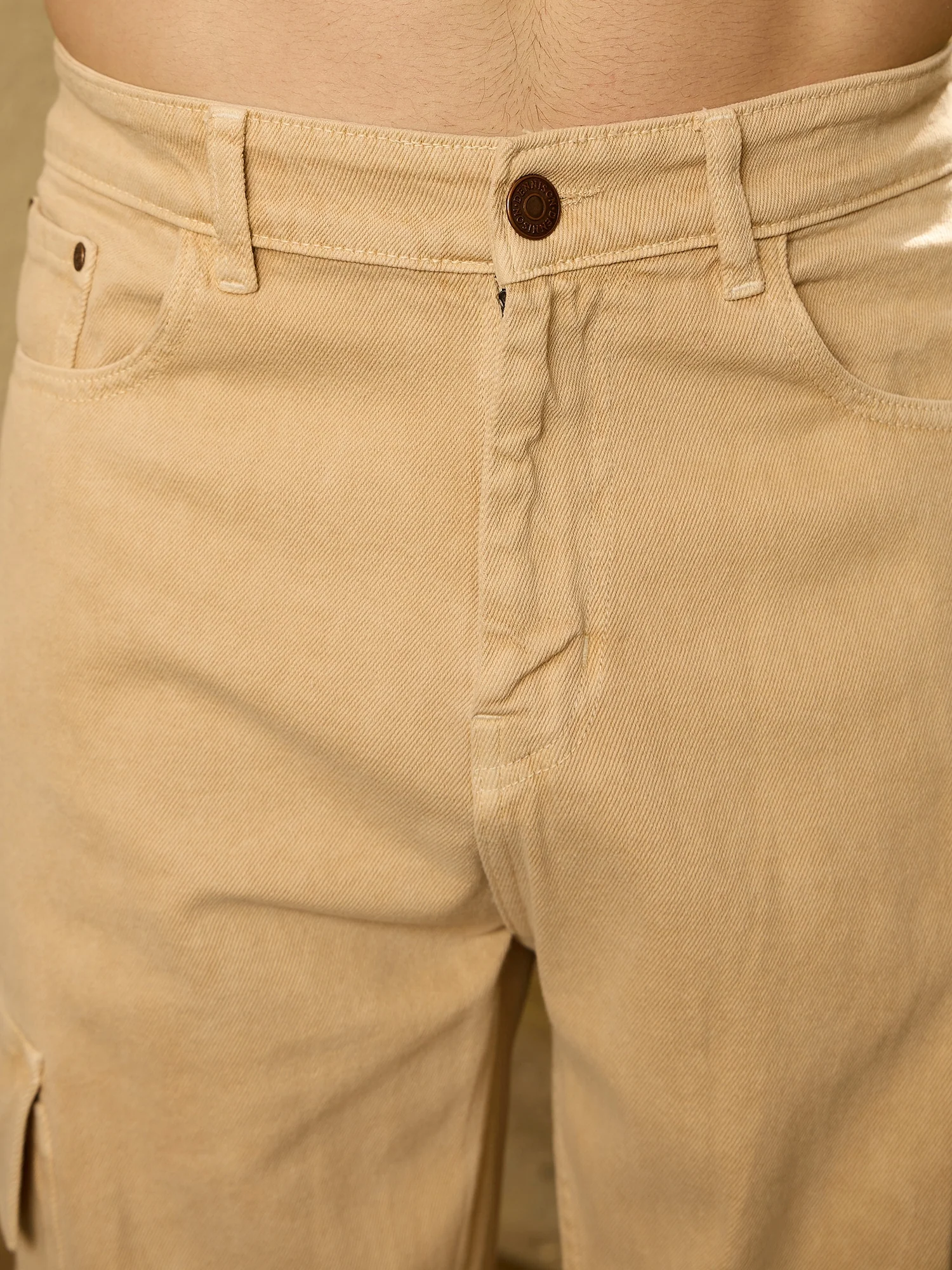 Mud Yellow: Korean Baggy Cargo Jeans