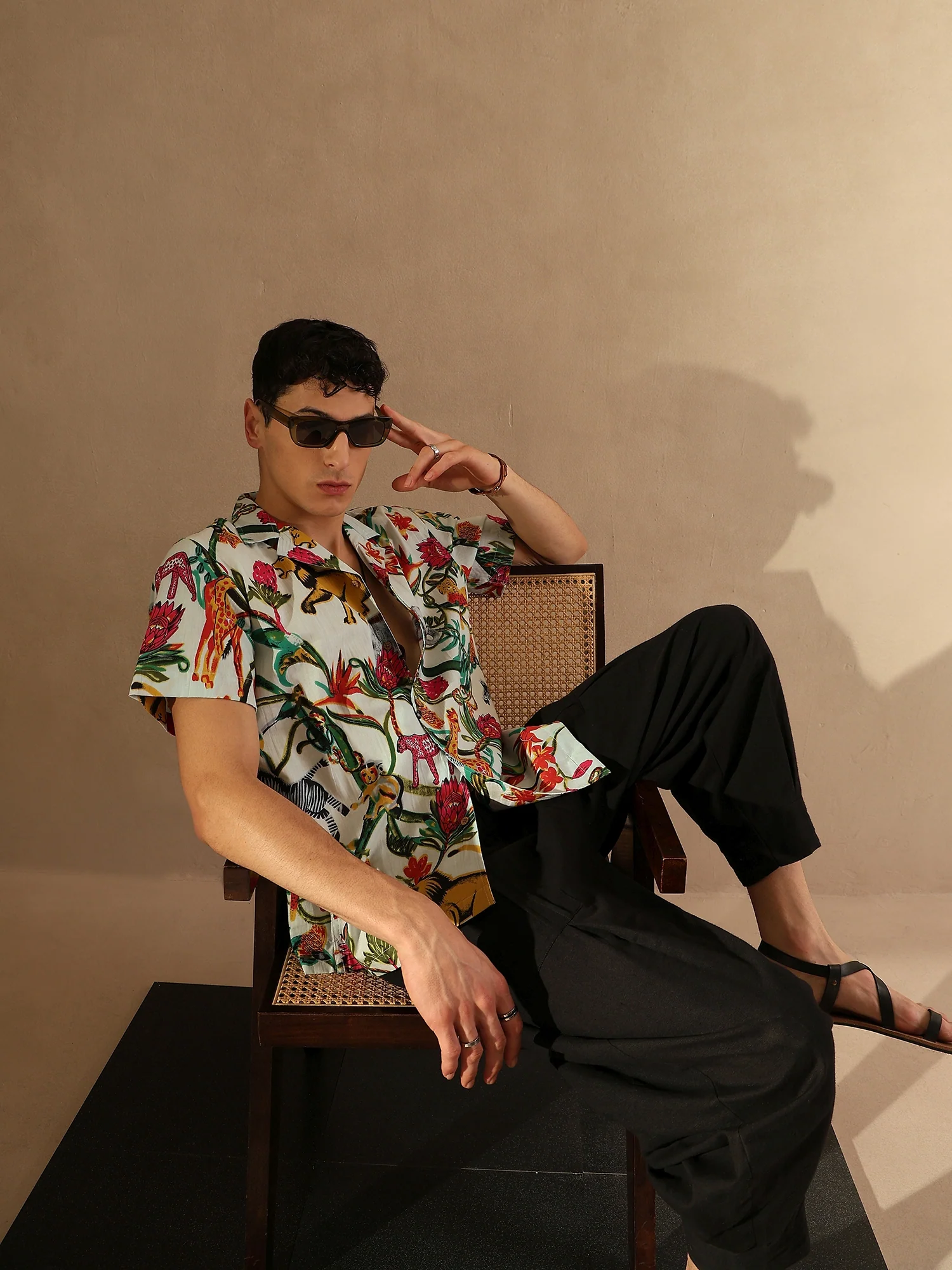 White: Half Sleeves Block Printed Shirt