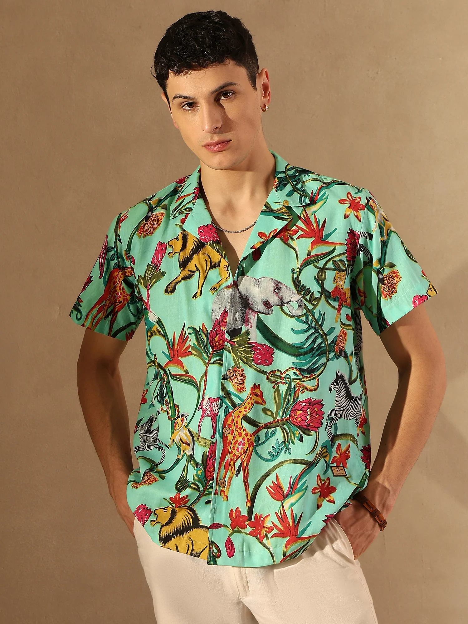 Light Green: Half Sleeves Block Printed Shirt