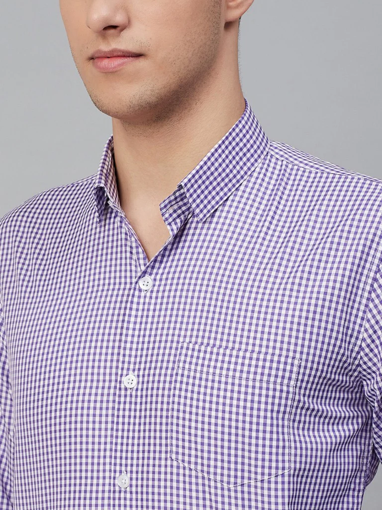 WHITE & PURPLE: Micro Checkered Formal Shirt