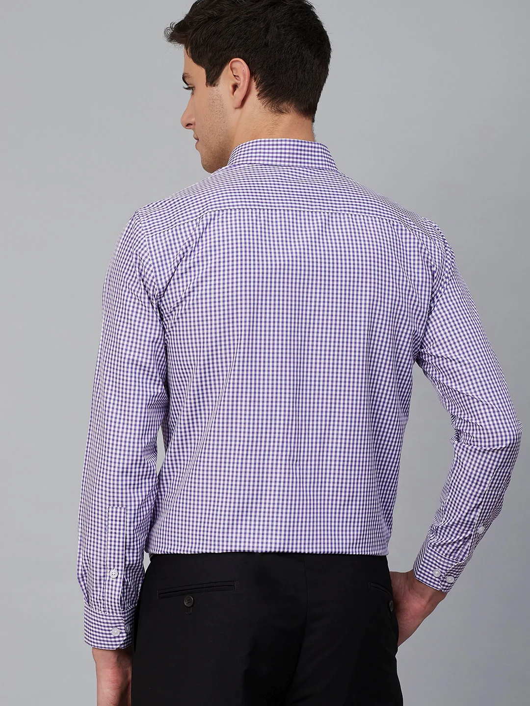 WHITE & PURPLE: Micro Checkered Formal Shirt