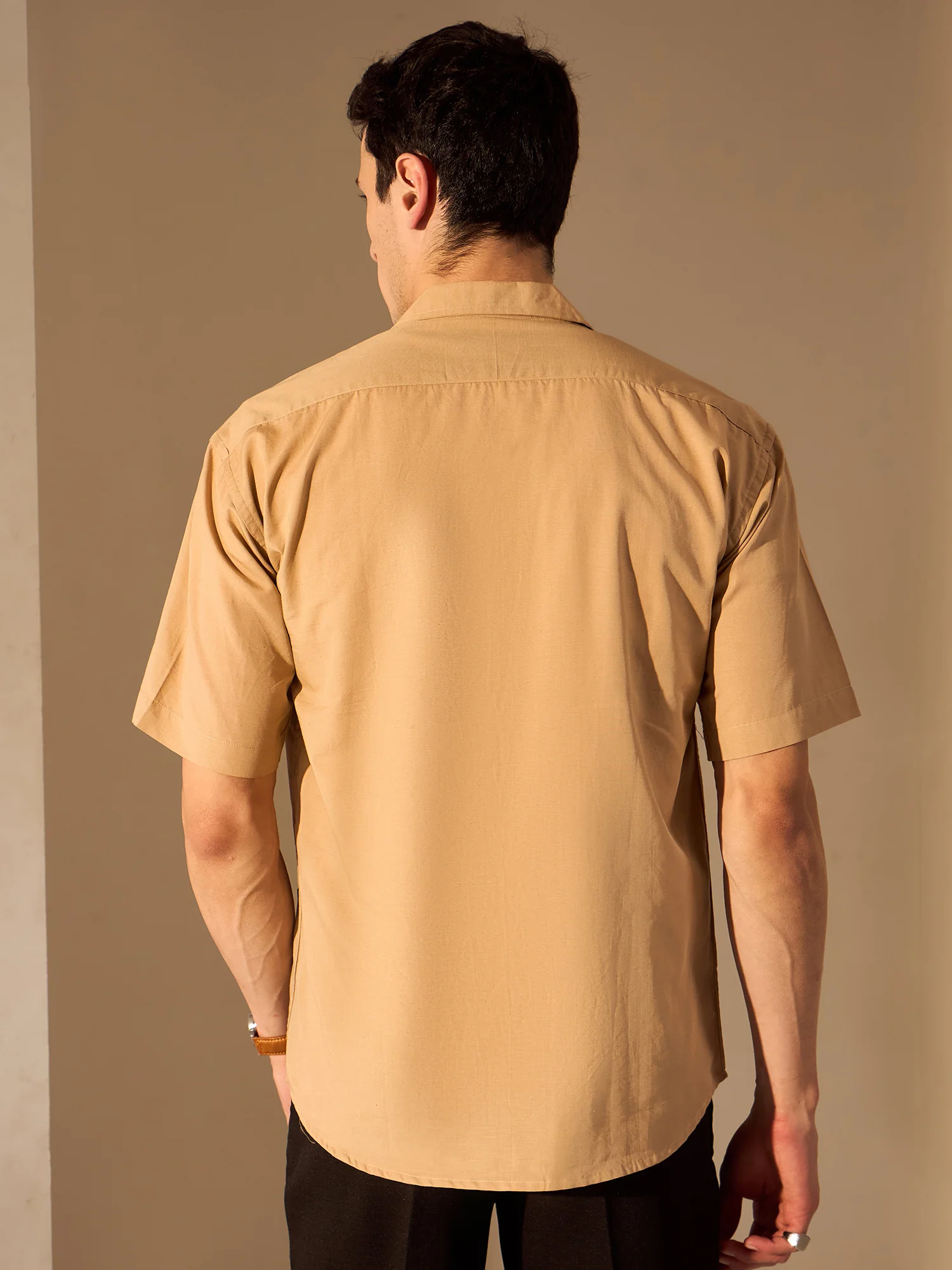 Dark Beige: Half Sleeves Sustainable Hemp Oversize Shirt