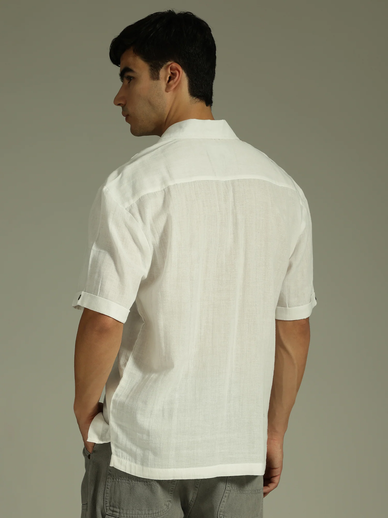 White: Half Sleeves Muslin Oversized Kurta Shirt