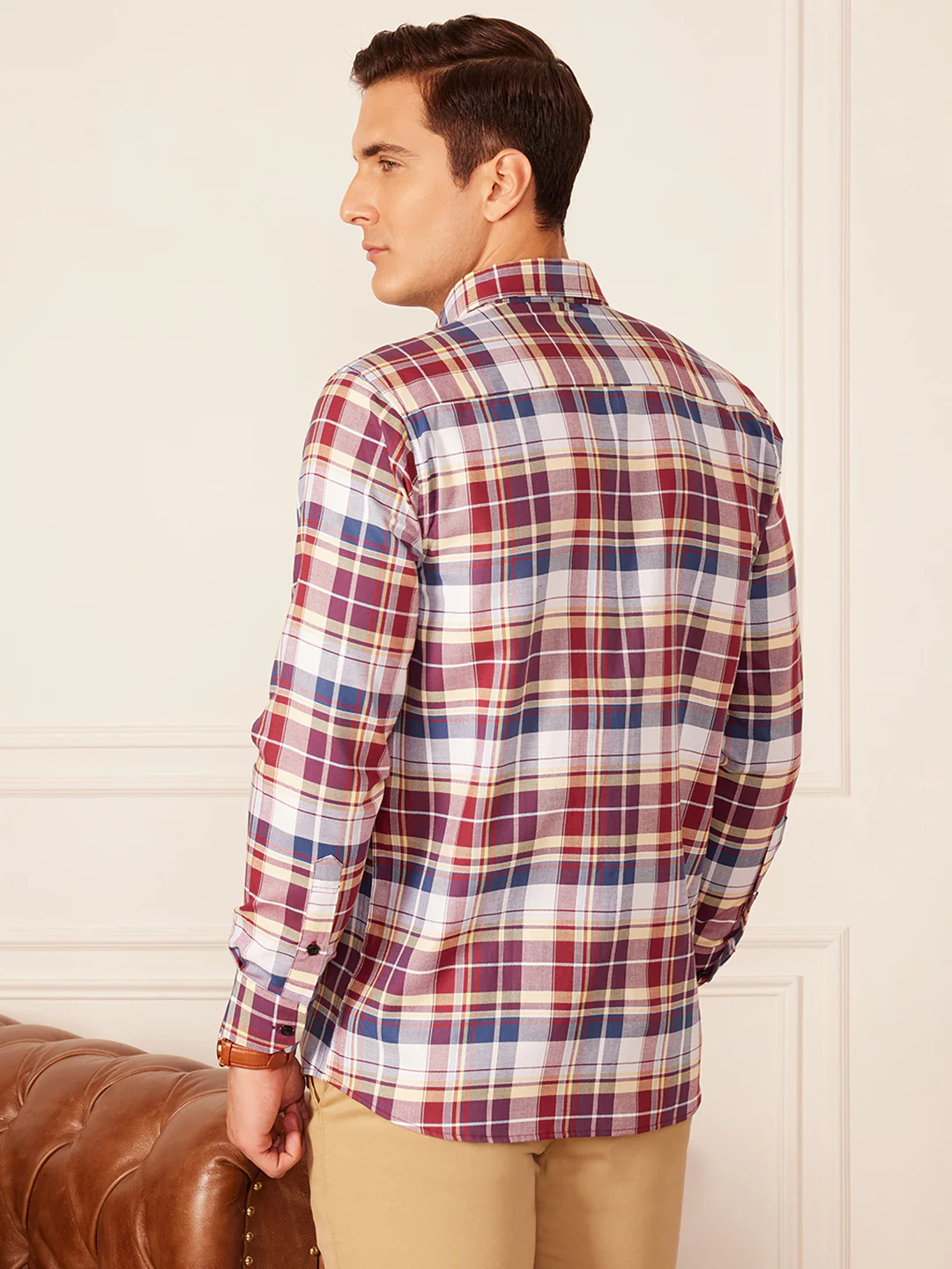 DENNISON Smart Tartan Checked Button-Down Collar Casual Shirt