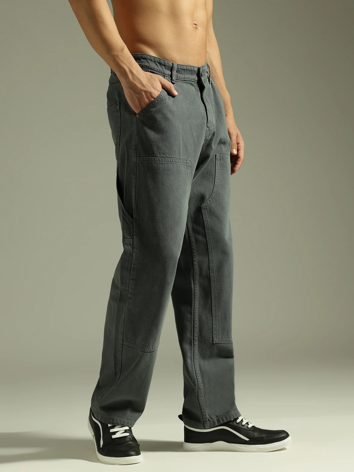 Dark Grey:  Baggy Fit Carpenter Jeans