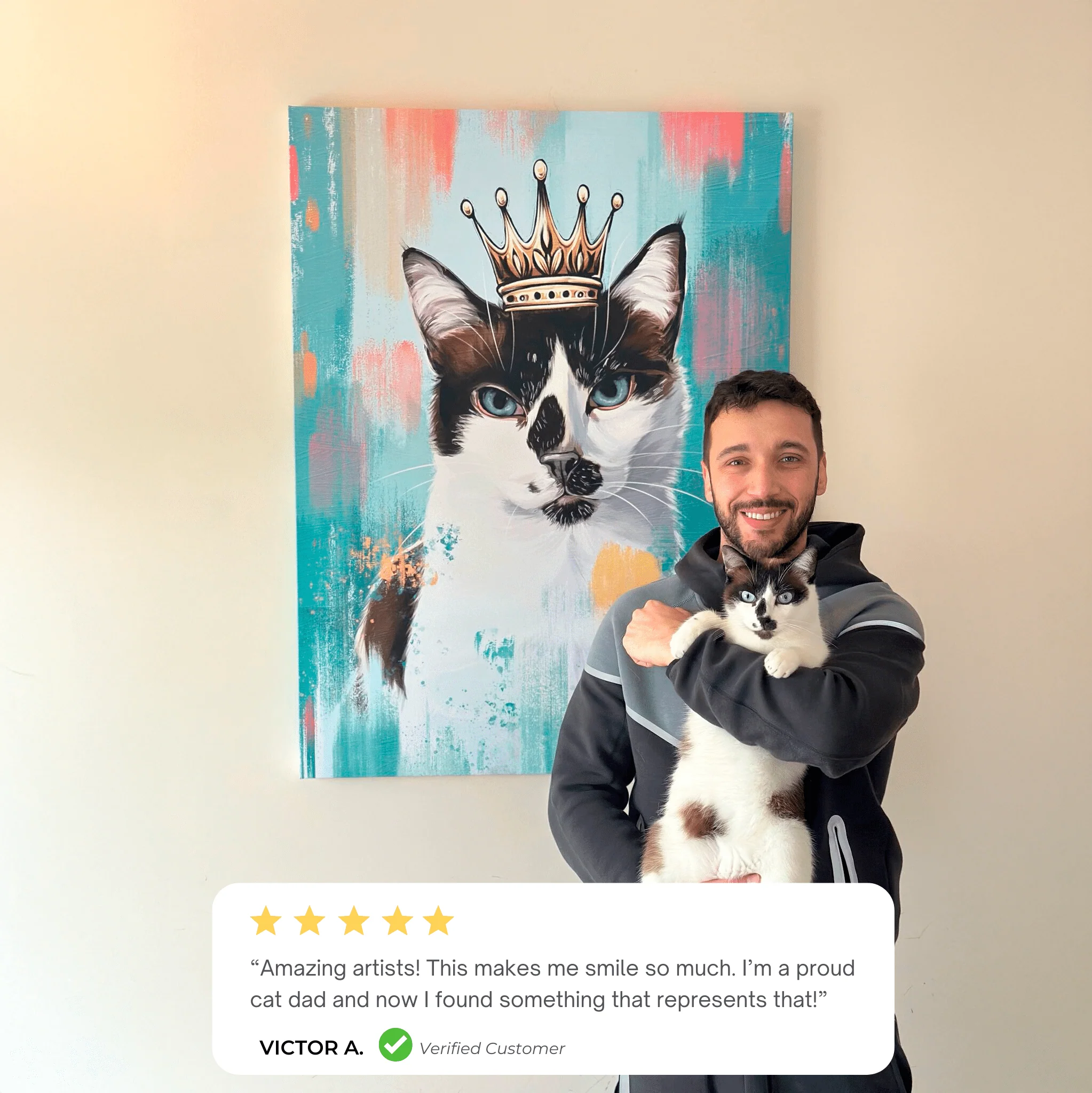 Custom Abstract Pet Portrait – Hand-Painted Modern Dog & Cat Artwork - MyPetMade - $65.99