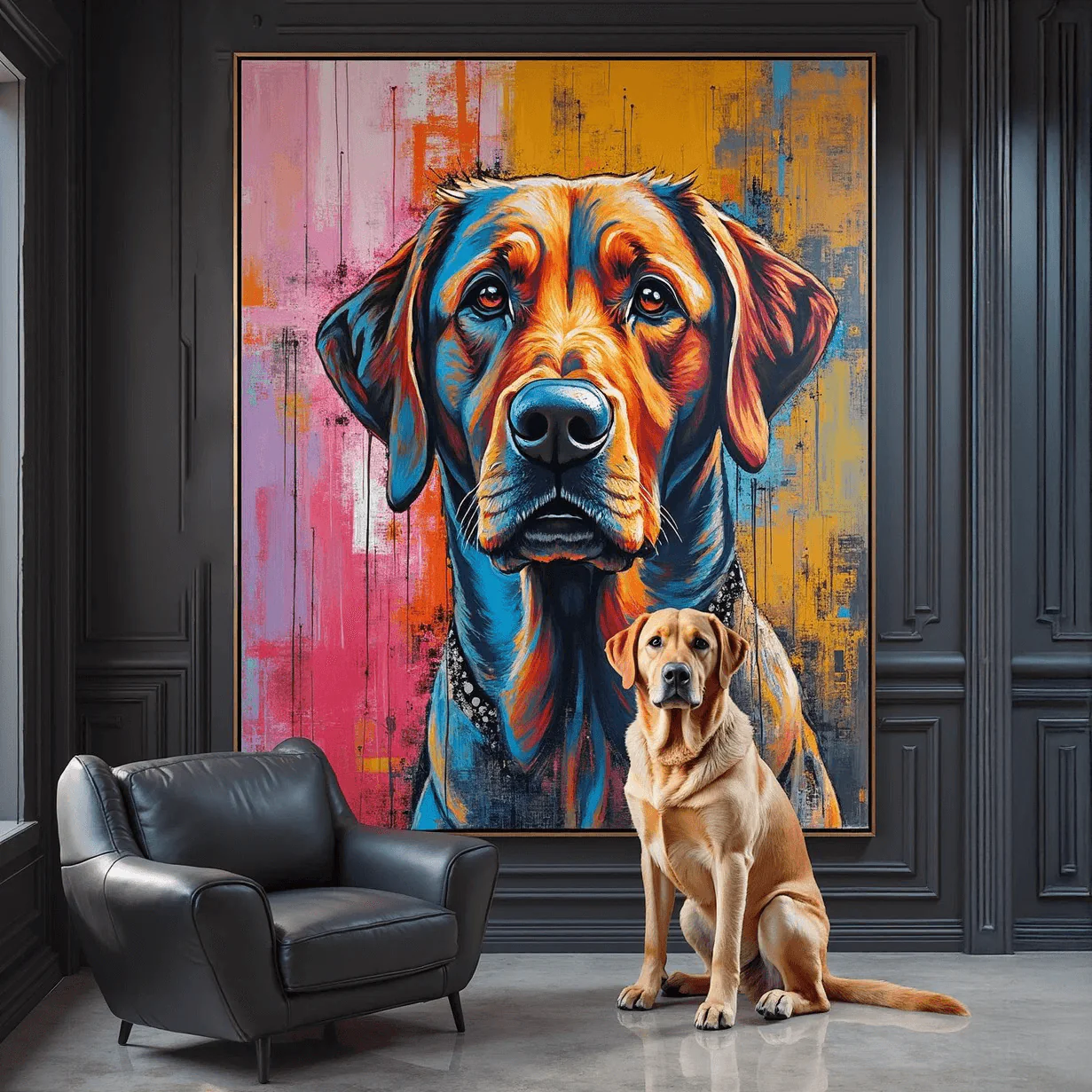 Custom Abstract Pet Portrait – Hand-Painted Modern Dog & Cat Artwork - MyPetMade - $65.99