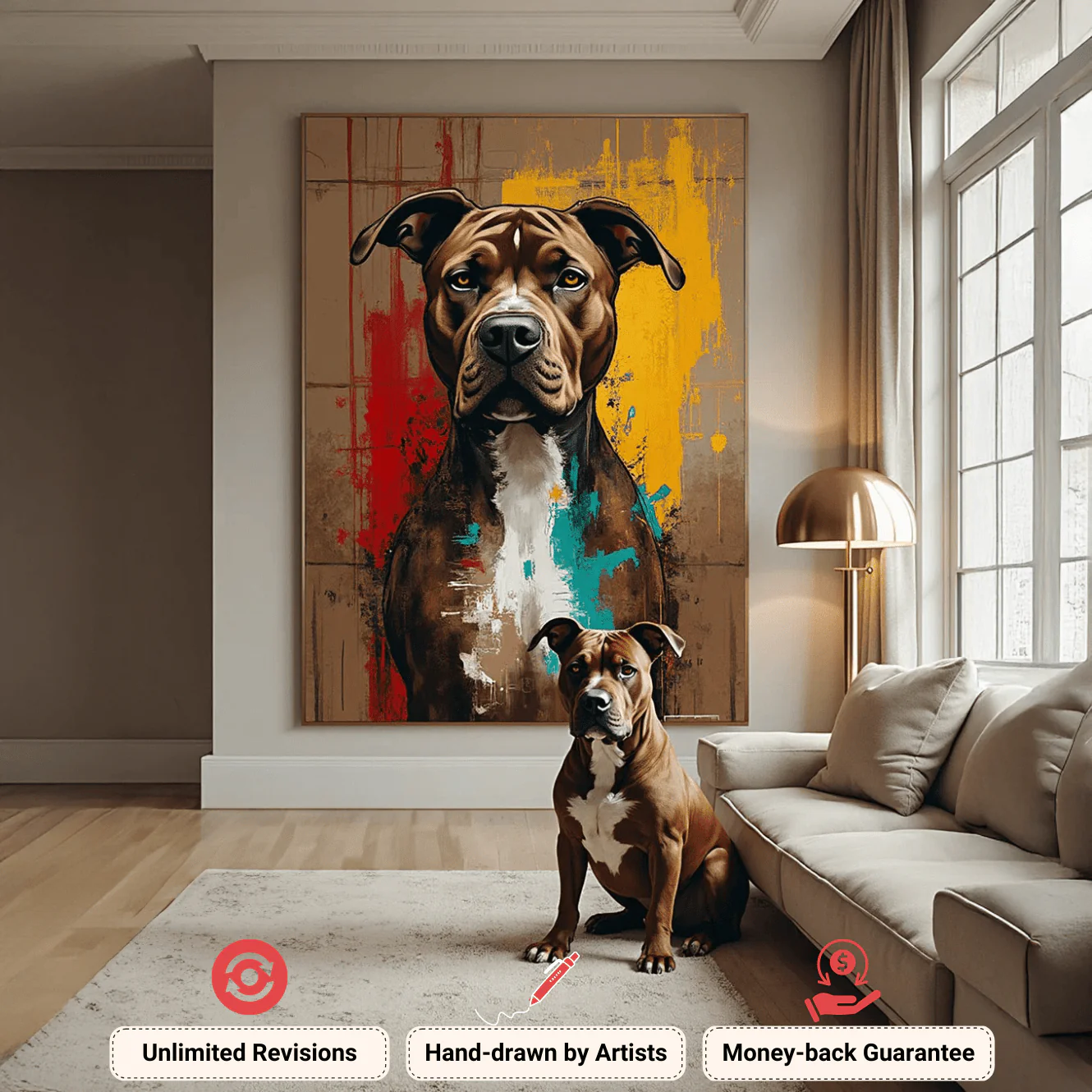 Custom Abstract Pet Portrait – Hand-Painted Modern Dog & Cat Artwork - MyPetMade - $65.99