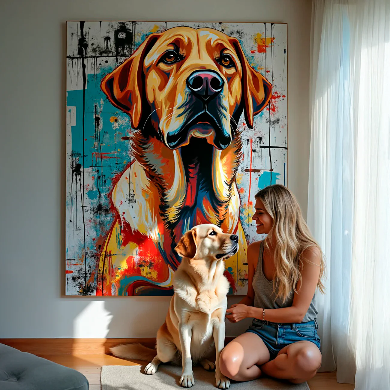 Custom Abstract Pet Portrait – Hand-Painted Modern Dog & Cat Artwork - MyPetMade - $65.99