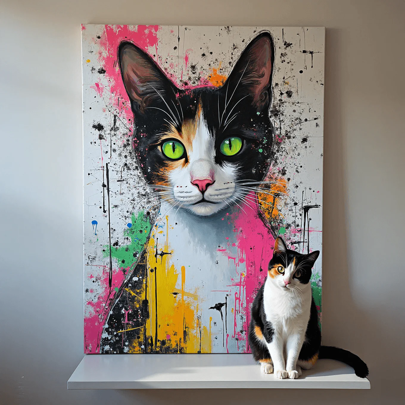 Custom Abstract Pet Portrait – Hand-Painted Modern Dog & Cat Artwork - MyPetMade - $65.99