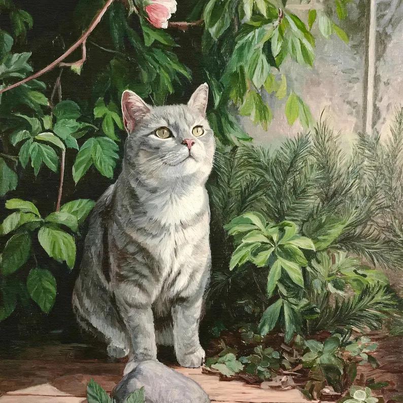 Custom Cat Portrait with Scenic Background - MyPetMade - $69.99