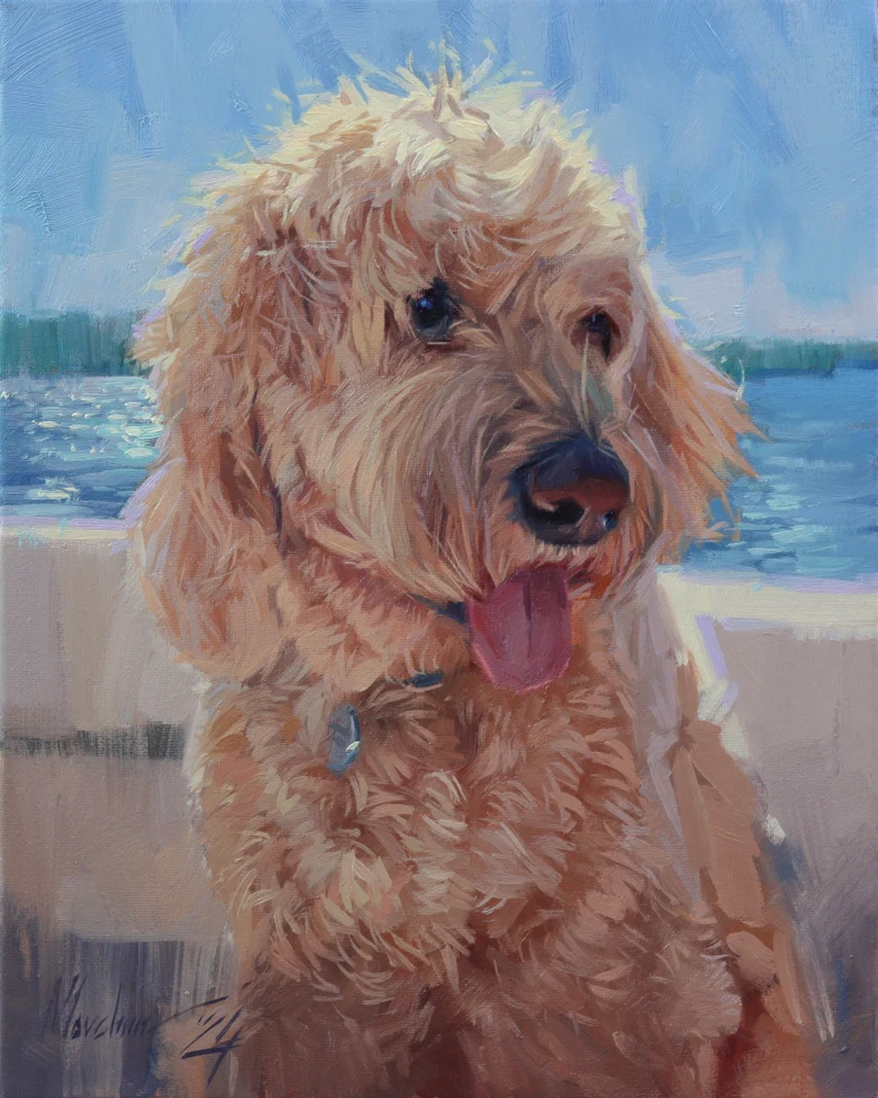Custom Dog Portrait with Scenic Background - MyPetMade - $69.99