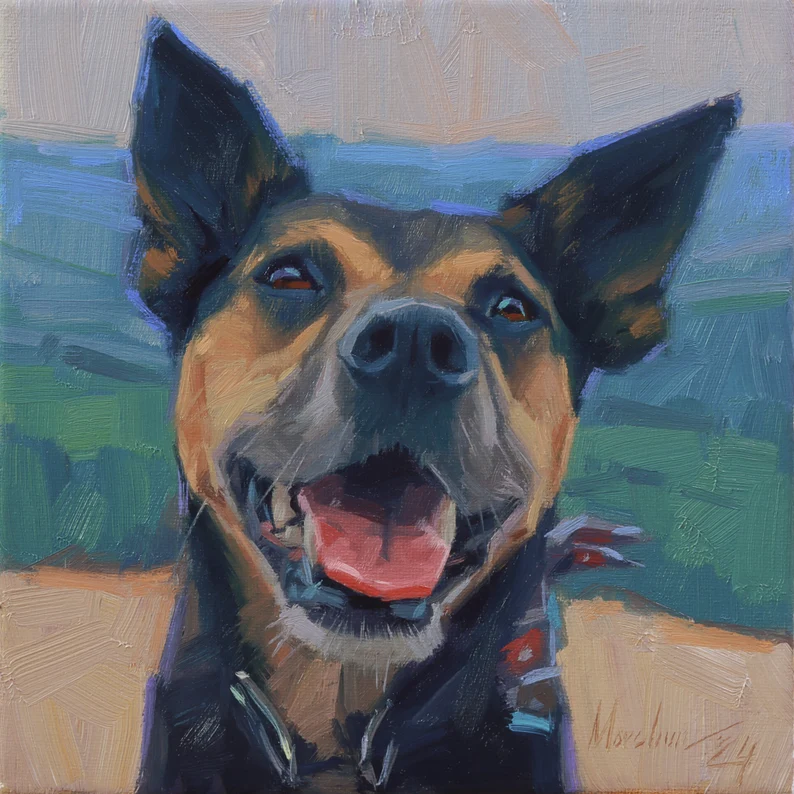 Custom Dog Portrait with Scenic Background - MyPetMade - $69.99