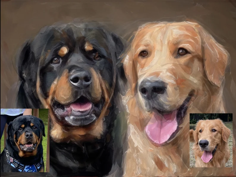 Custom Multiple Dogs Portrait - MyPetMade - $79.99