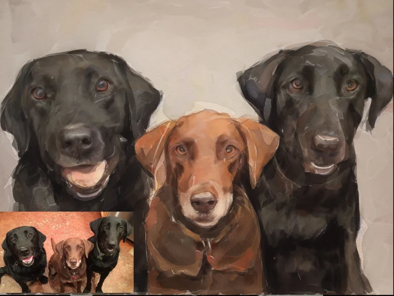 Custom Multiple Dogs Portrait - MyPetMade - $79.99