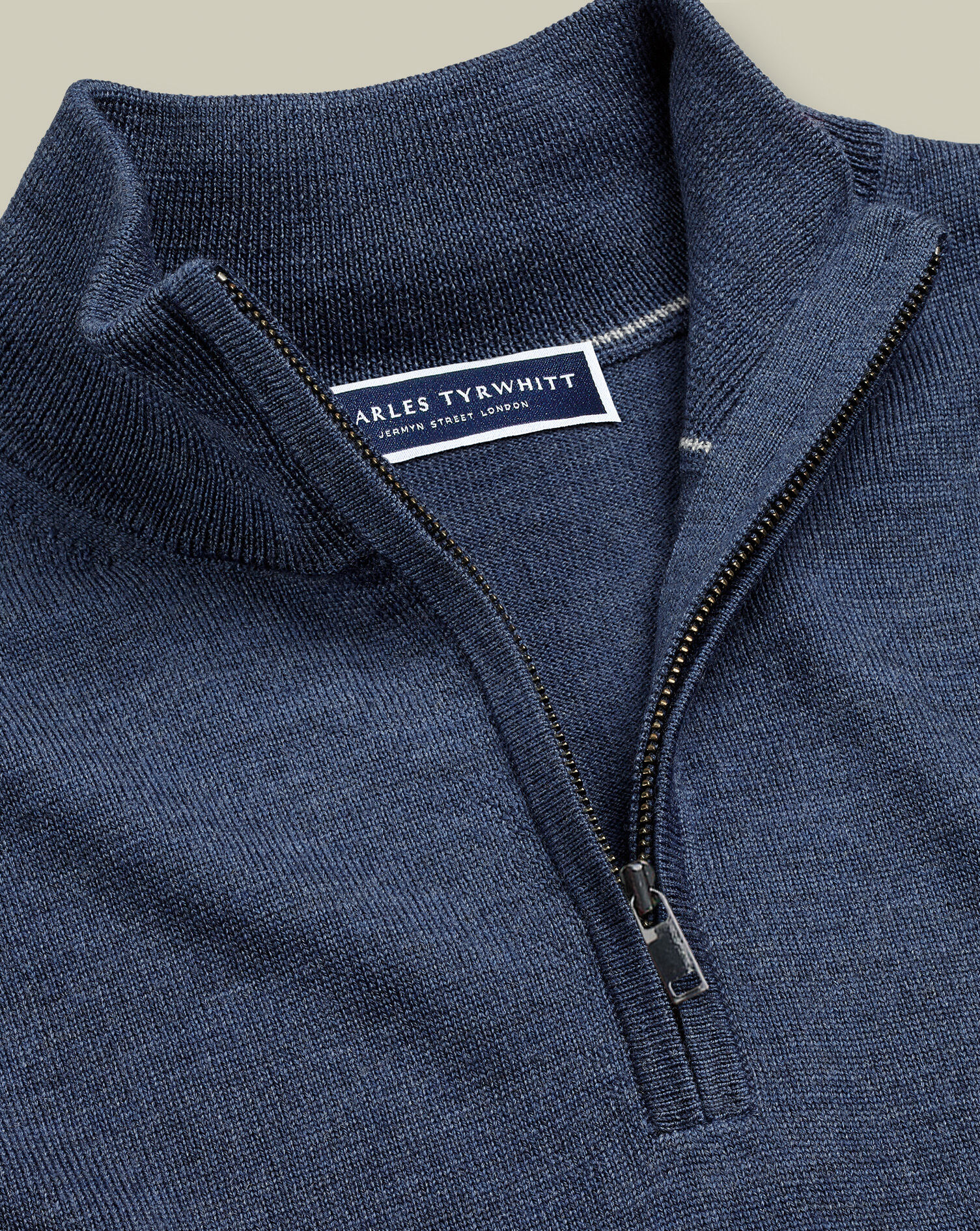 Merino Quarter Zip Sweater - Indigo Melange