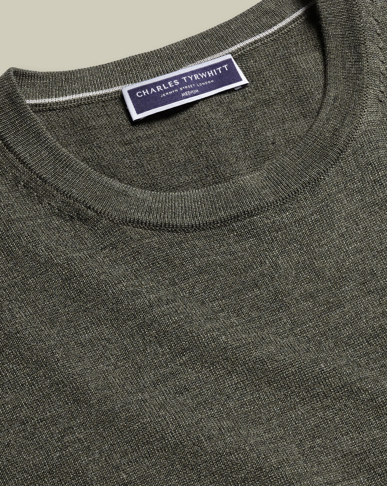 Pure Merino Crew Neck Sweater - Olive Green