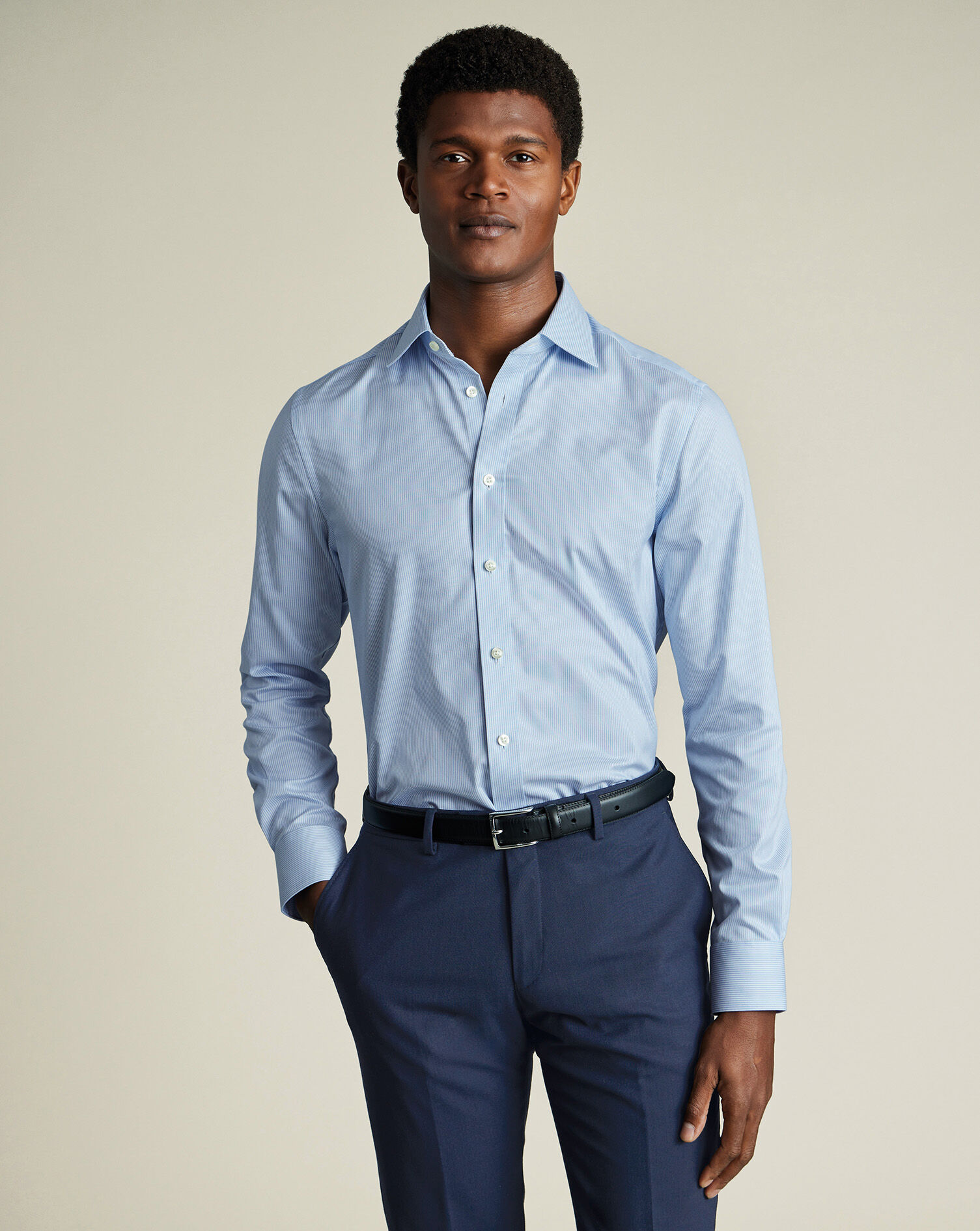 Luxury Stripe Shirt - Cornflower Blue