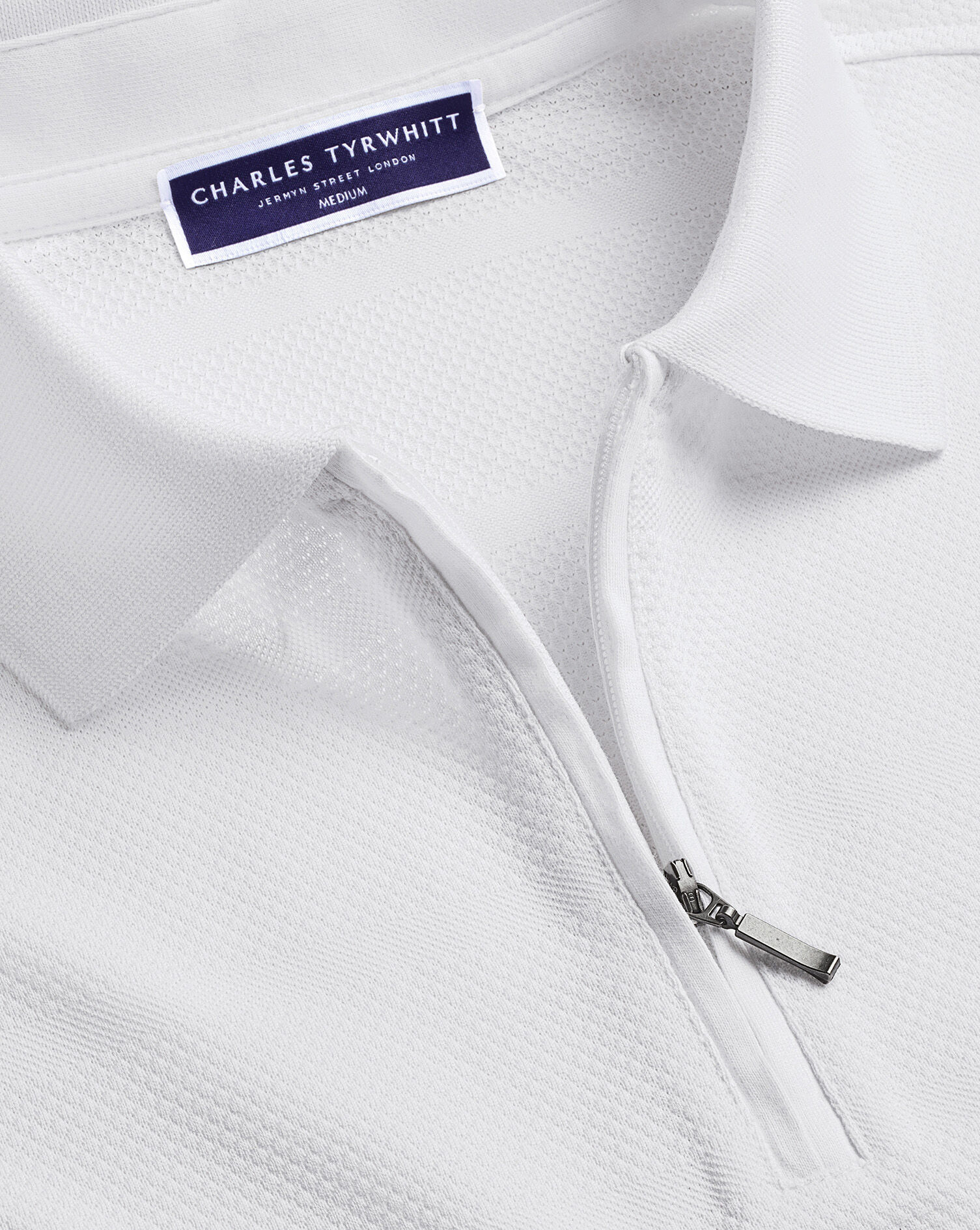 Performance Textured Stripe Polo - White